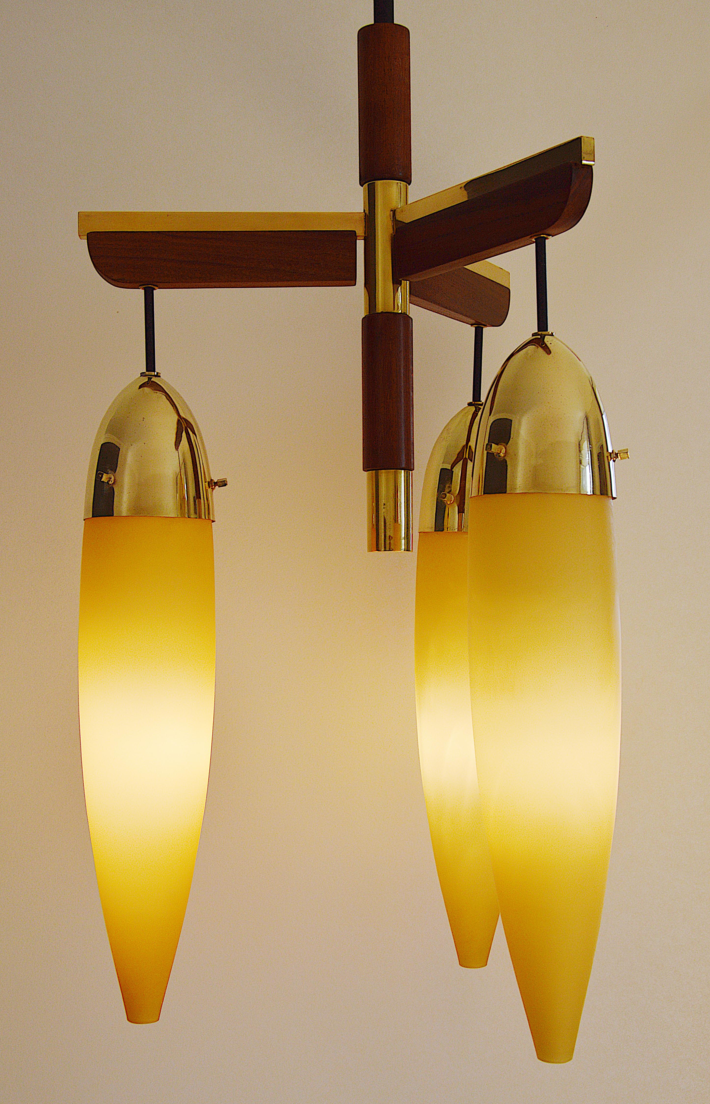 Brass Large Mid-Century Chandelier, 1950s For Sale