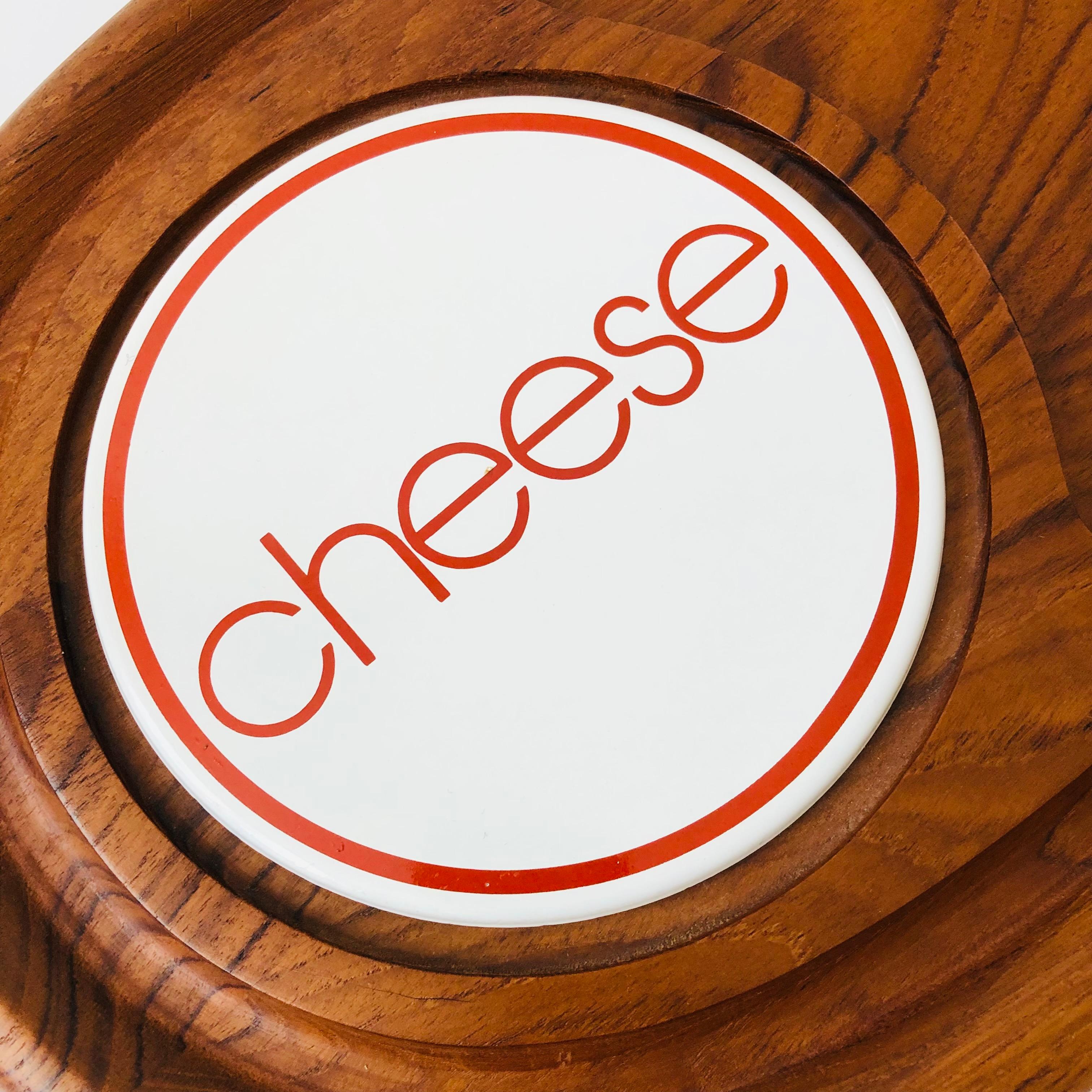 Large Mid Century Cheese Cloche on Teak Tray For Sale 2