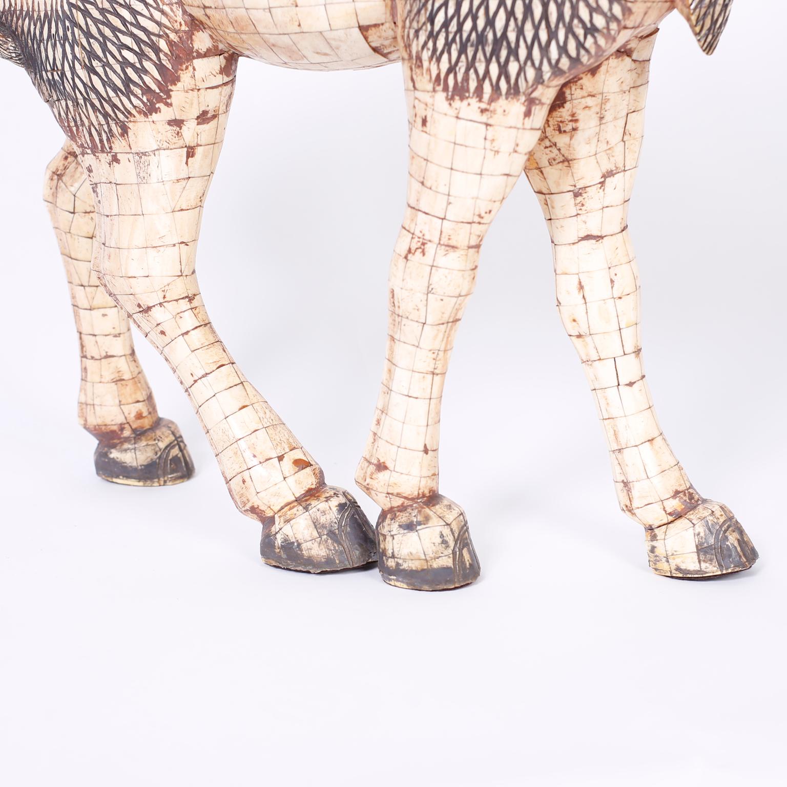 20th Century Large Midcentury Chinese Tessellated Bone Camel