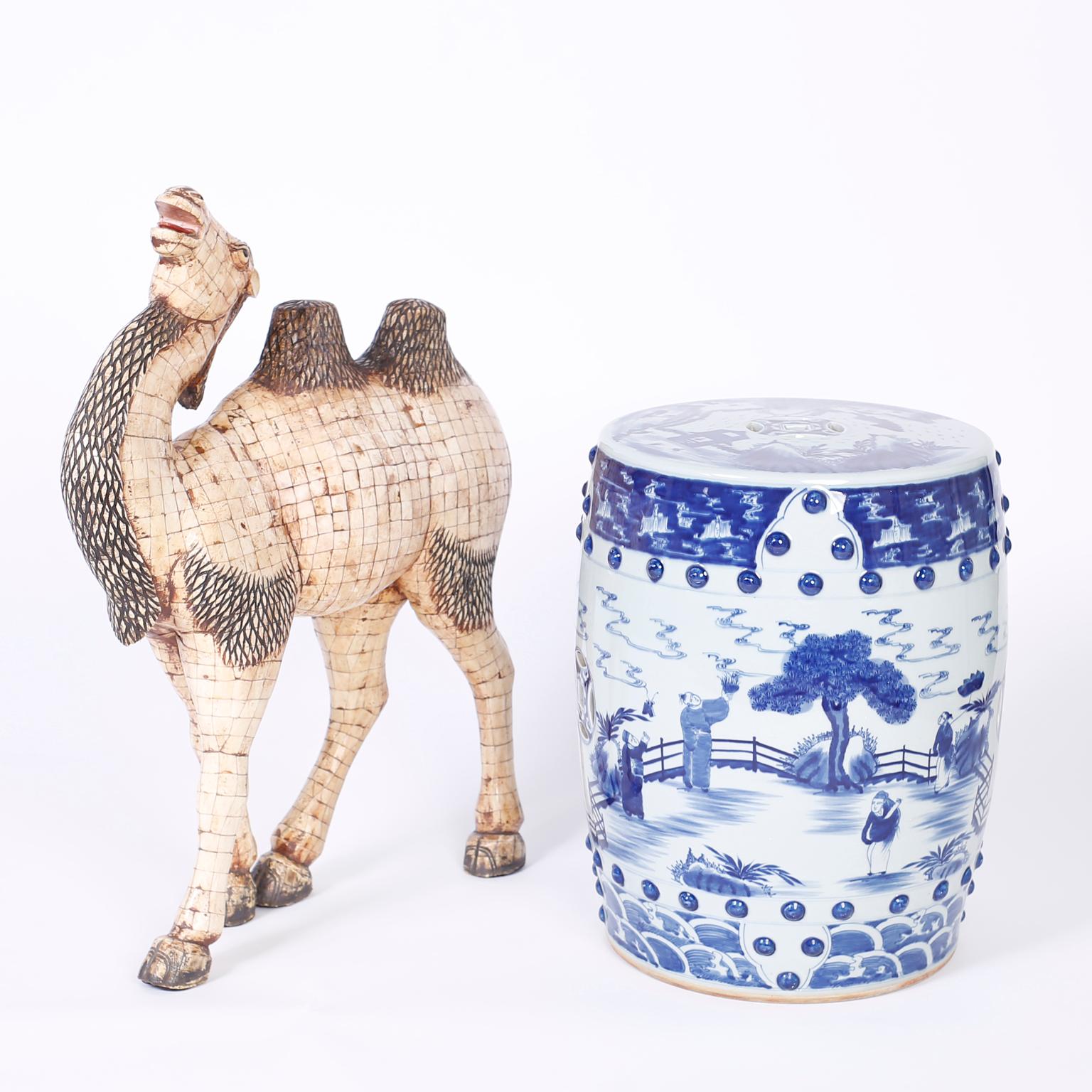 Large Midcentury Chinese Tessellated Bone Camel 1