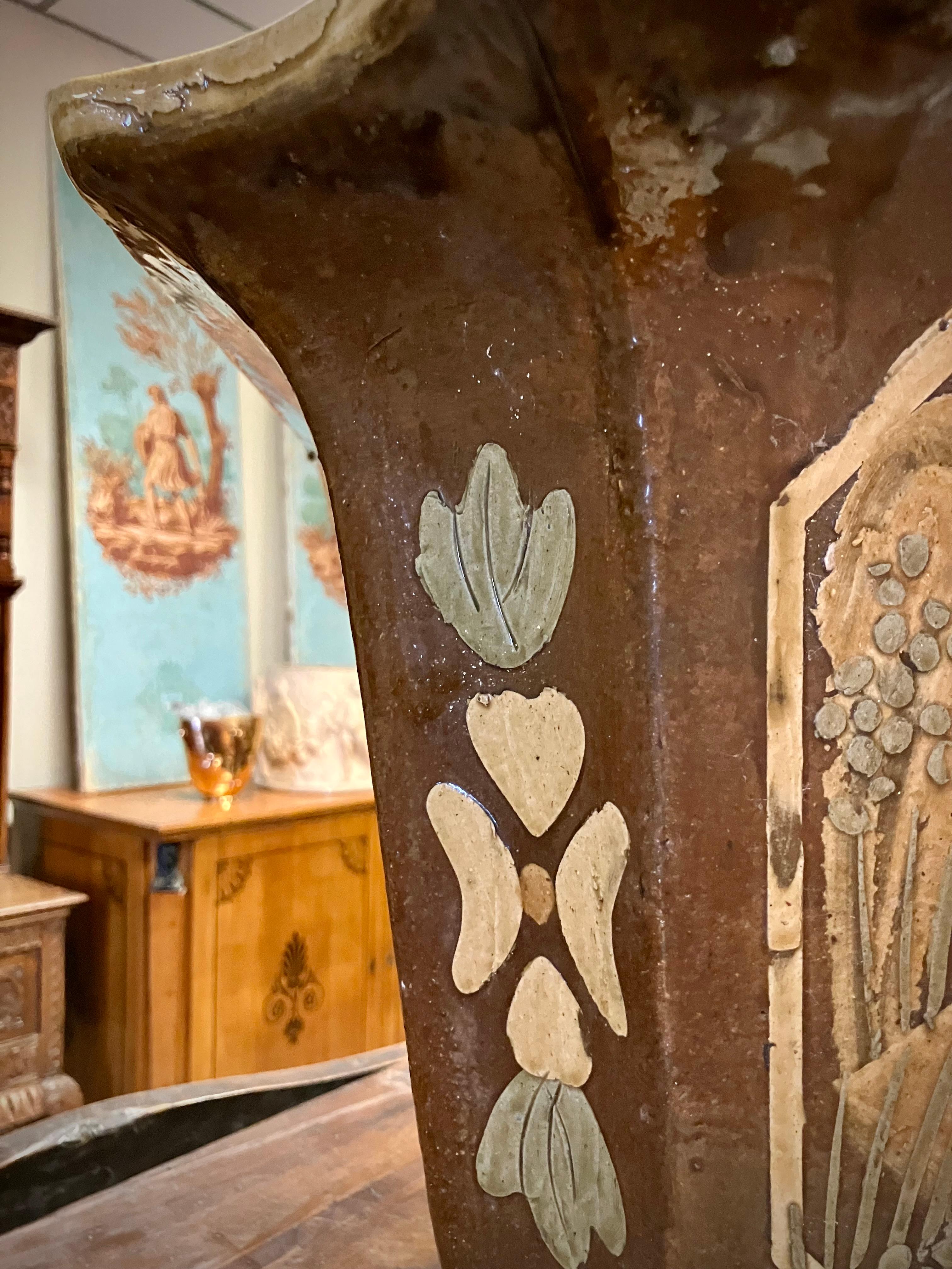 Large Mid-Century Chinoiserie Glazed Terracotta Planters or Cachepot In Good Condition For Sale In Firenze, IT