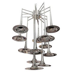 Large Mid-Century Chrome Chandelier, by Reggiani