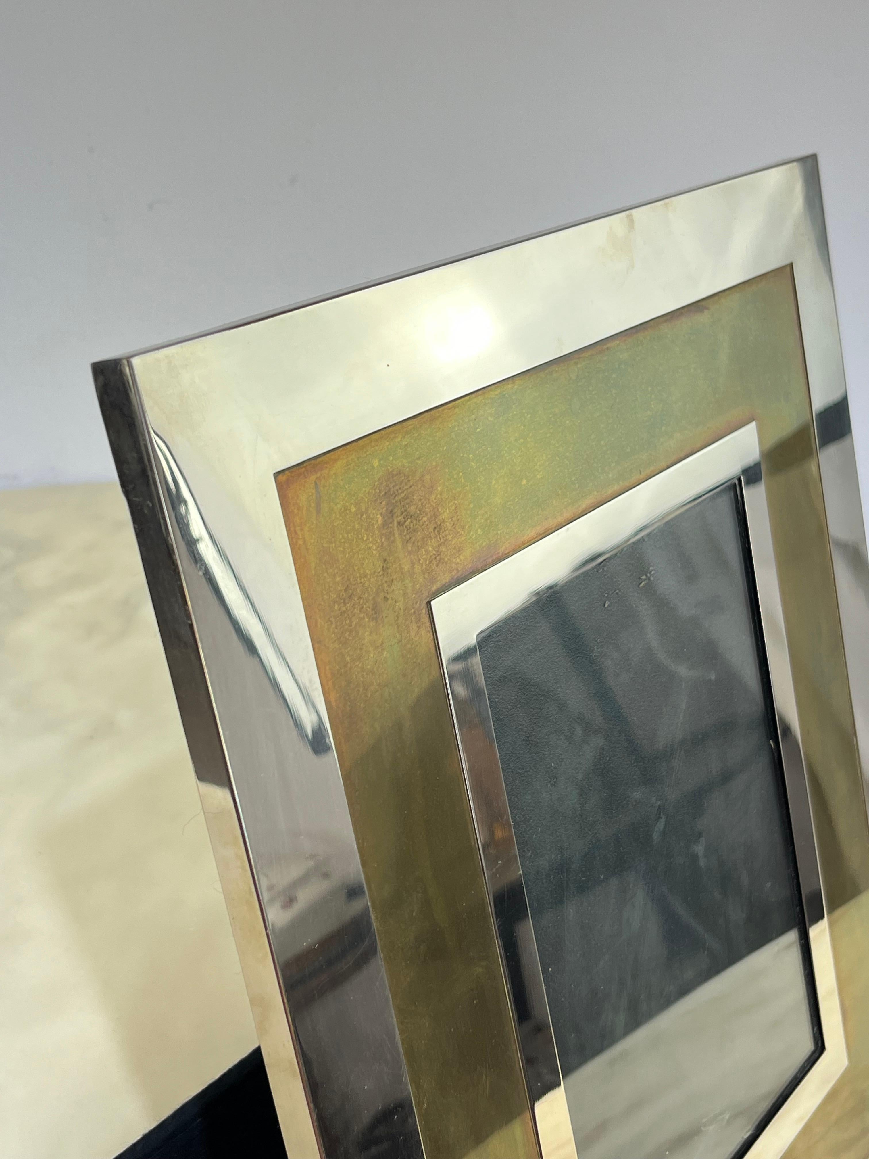 Mid-20th Century Large Mid-Century Chromed Metal Photo Holder Italian Design 1950s For Sale