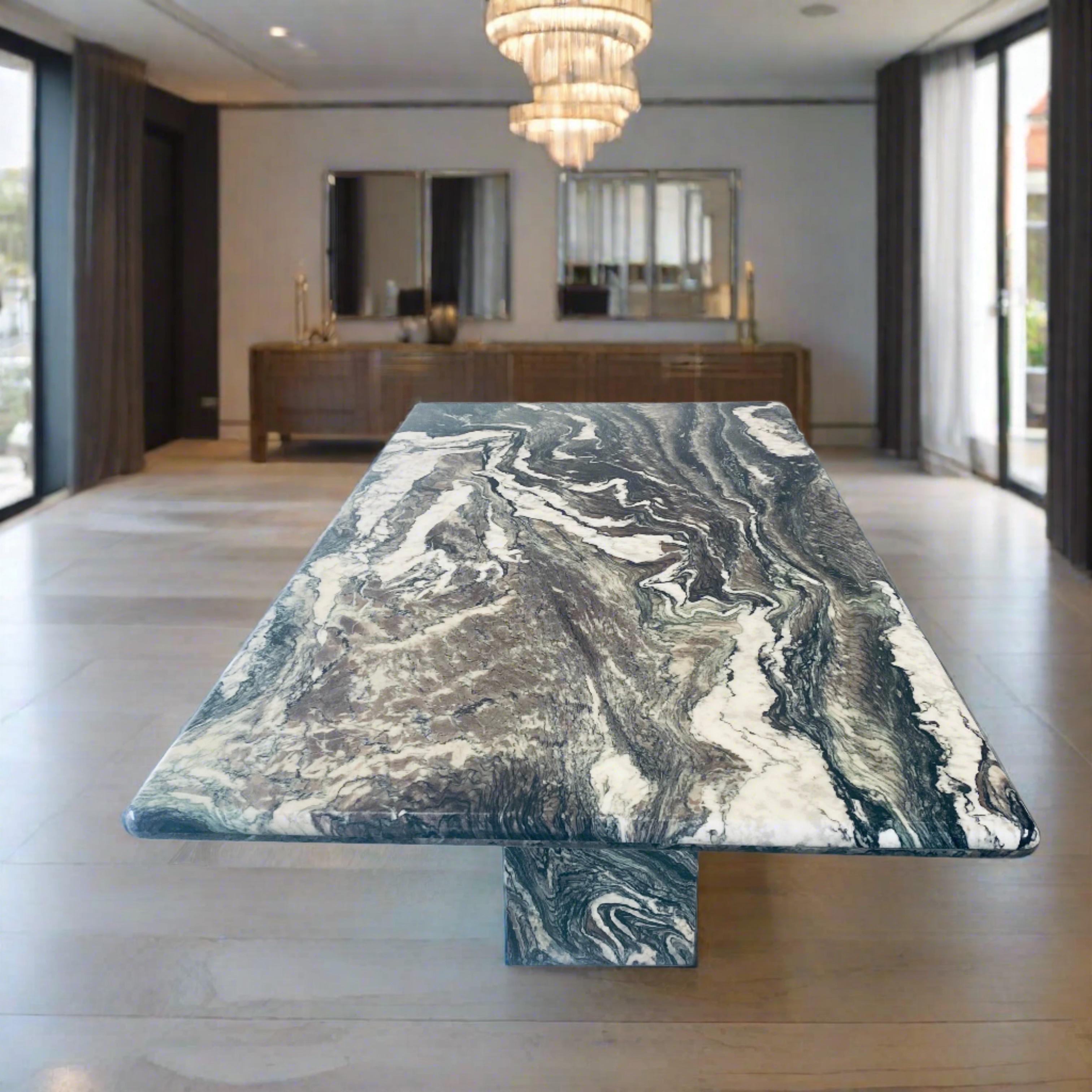 Grande table de salle à manger en marbre Cipollino Ondulato du milieu du siècle, Italie en vente 3
