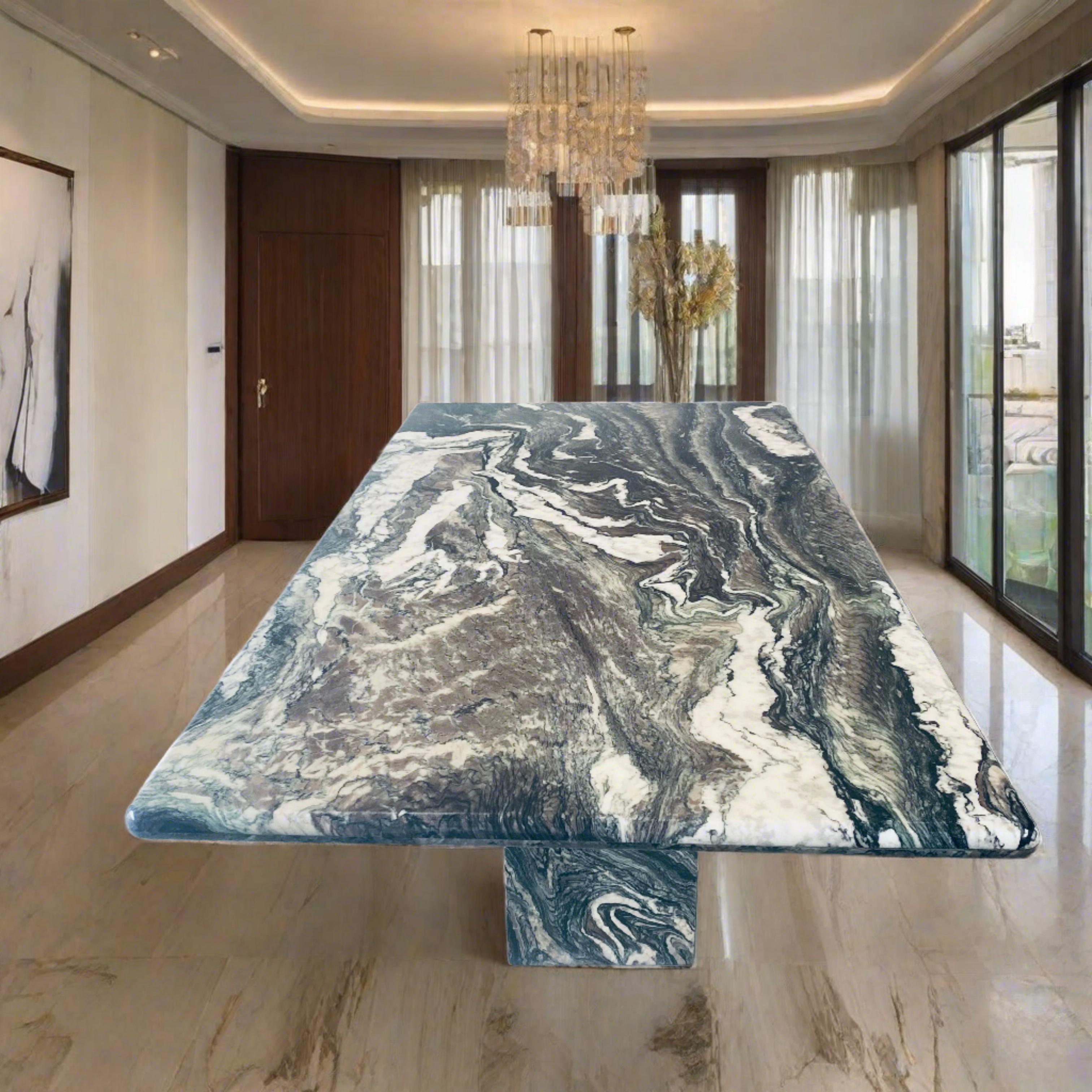 Mid-Century Modern Large Mid-Century Cipollino Ondulato Marble Dining Table, Italy For Sale