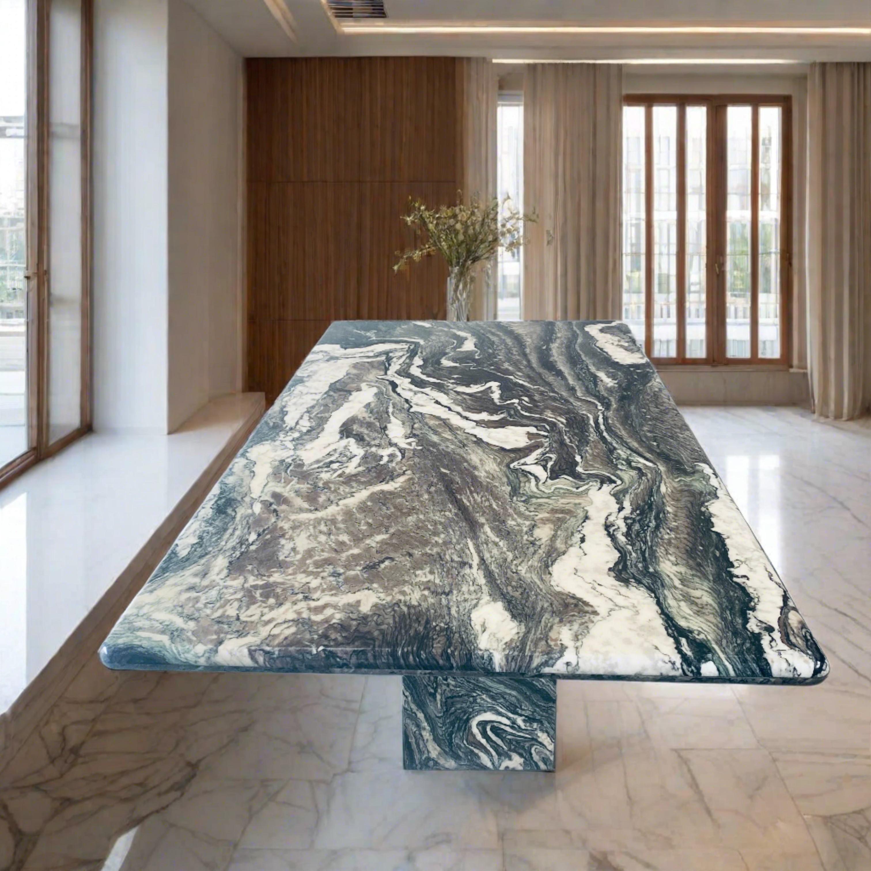 italien Grande table de salle à manger en marbre Cipollino Ondulato du milieu du siècle, Italie en vente