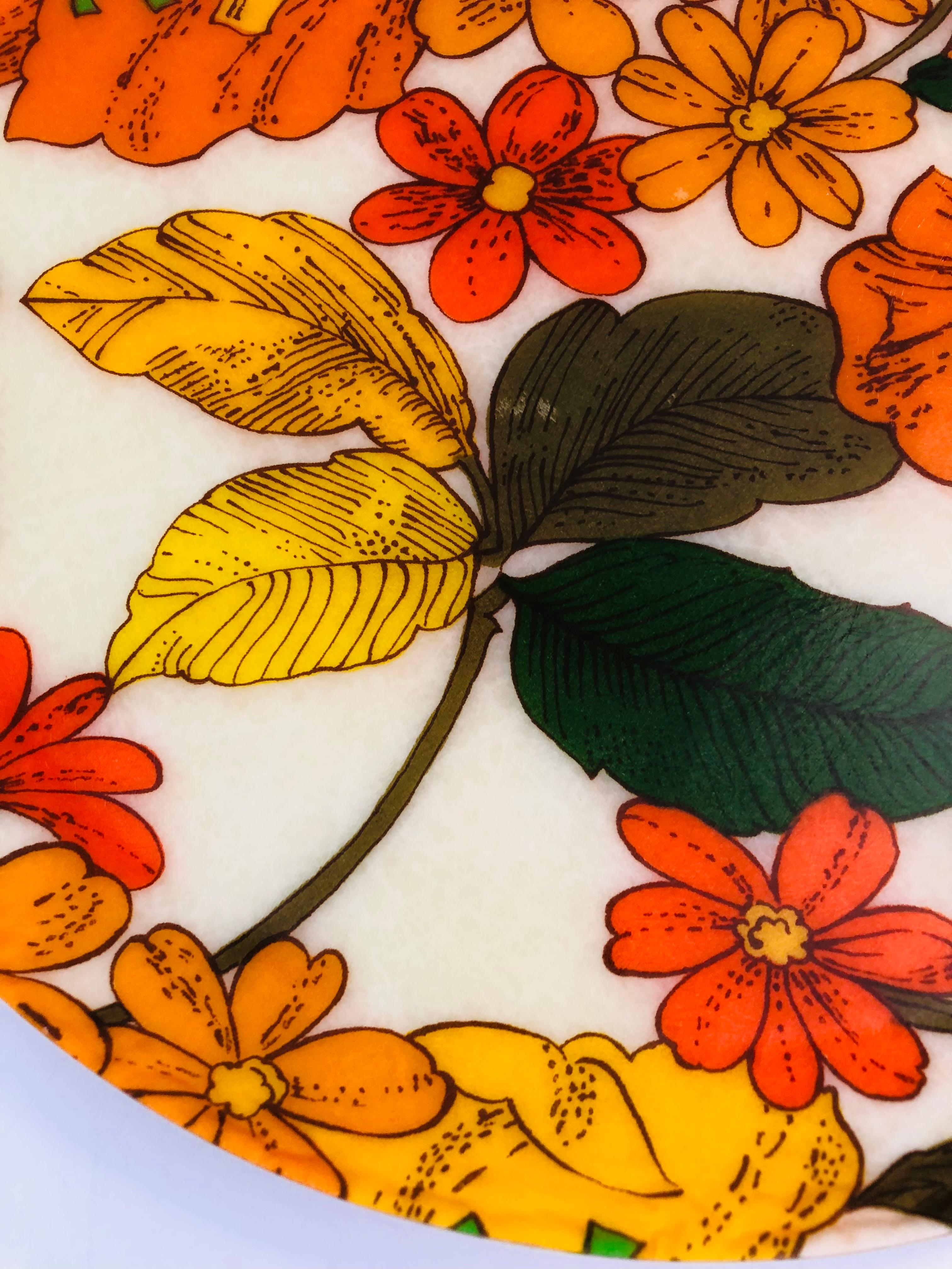 Large Mid Century Circular Floral Fiberglass Tray 2