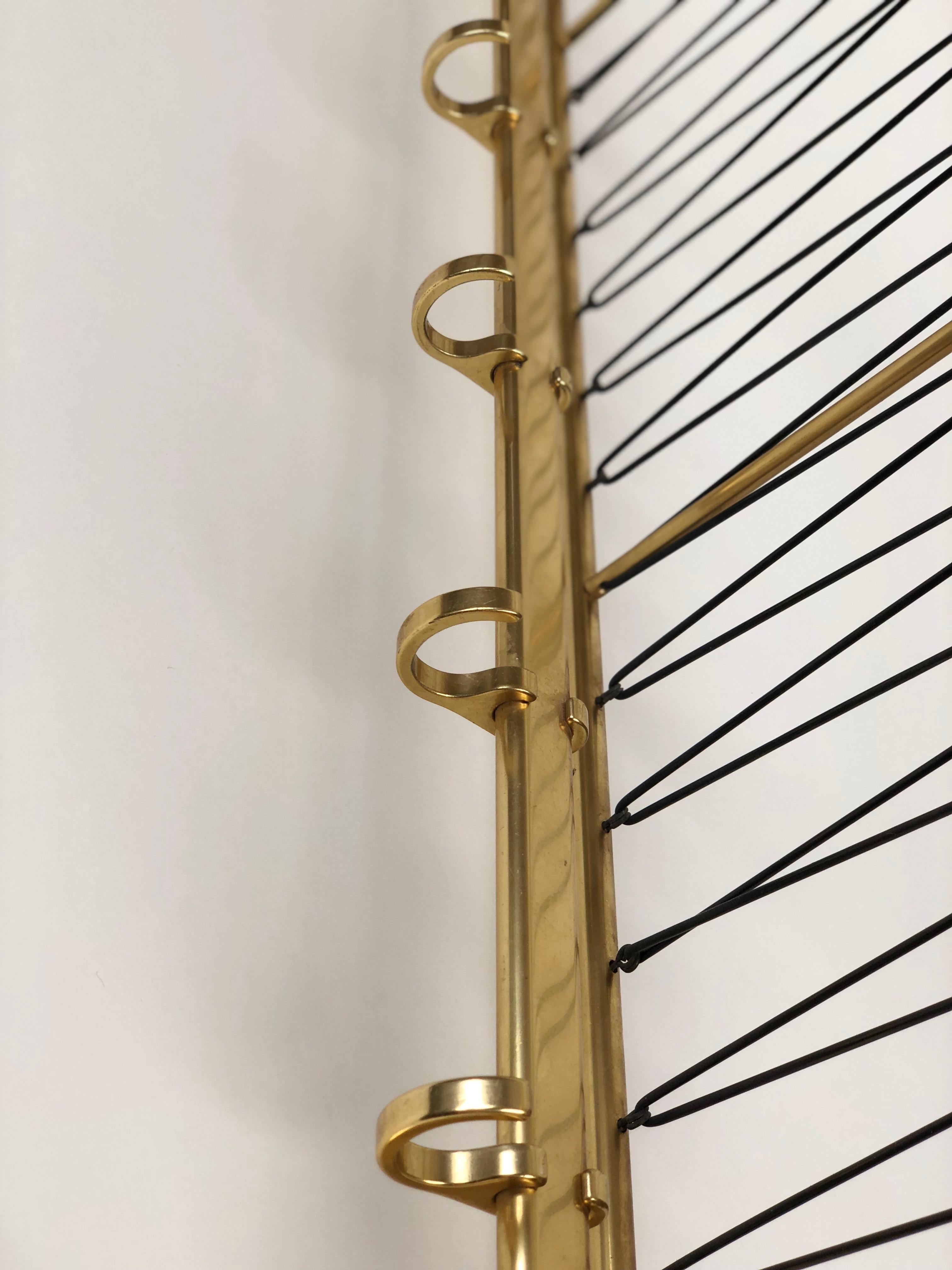 Large Midcentury Coat Rack, in Gold Color from Austria For Sale 9