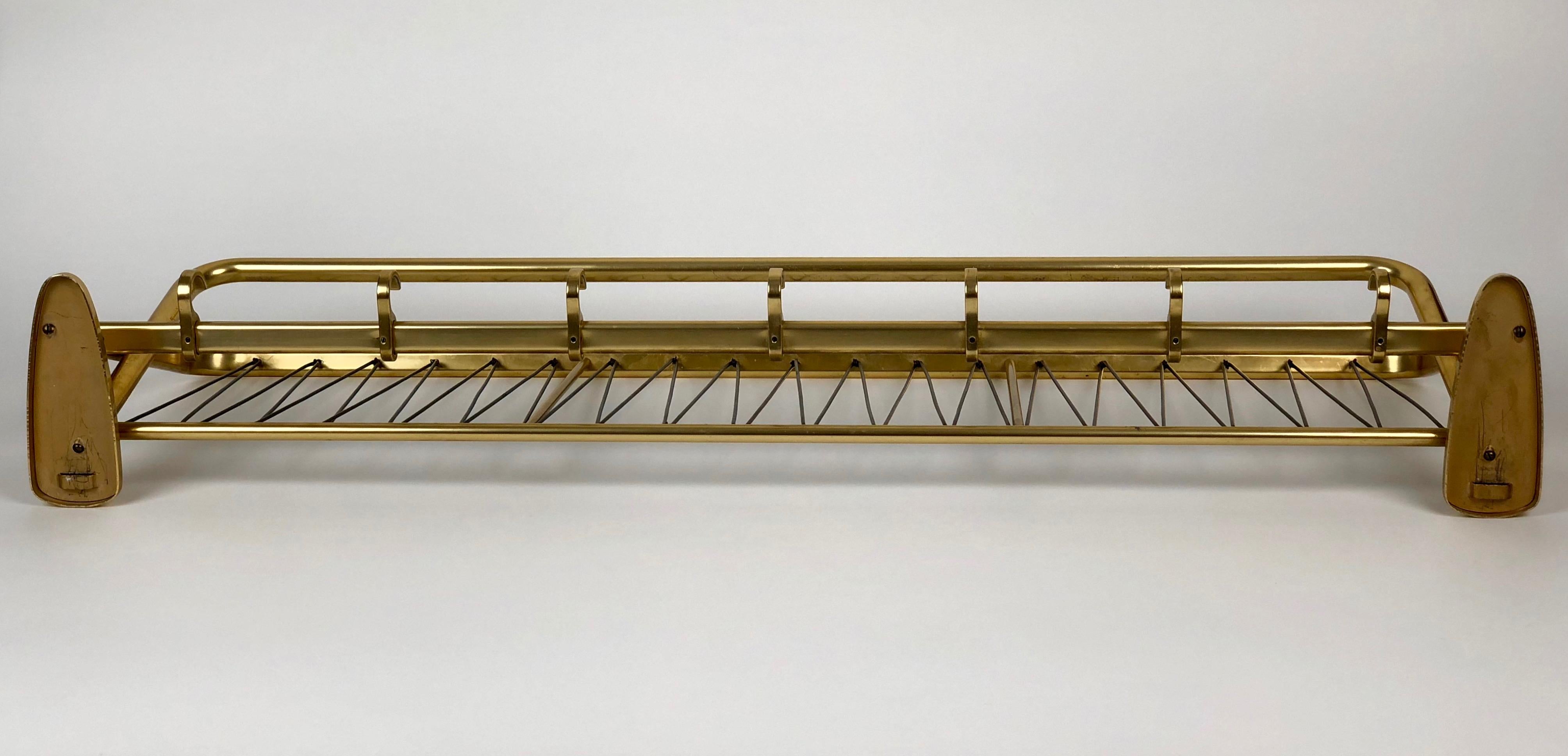 Aluminum Large Midcentury Coat Rack, in Gold Color from Austria For Sale