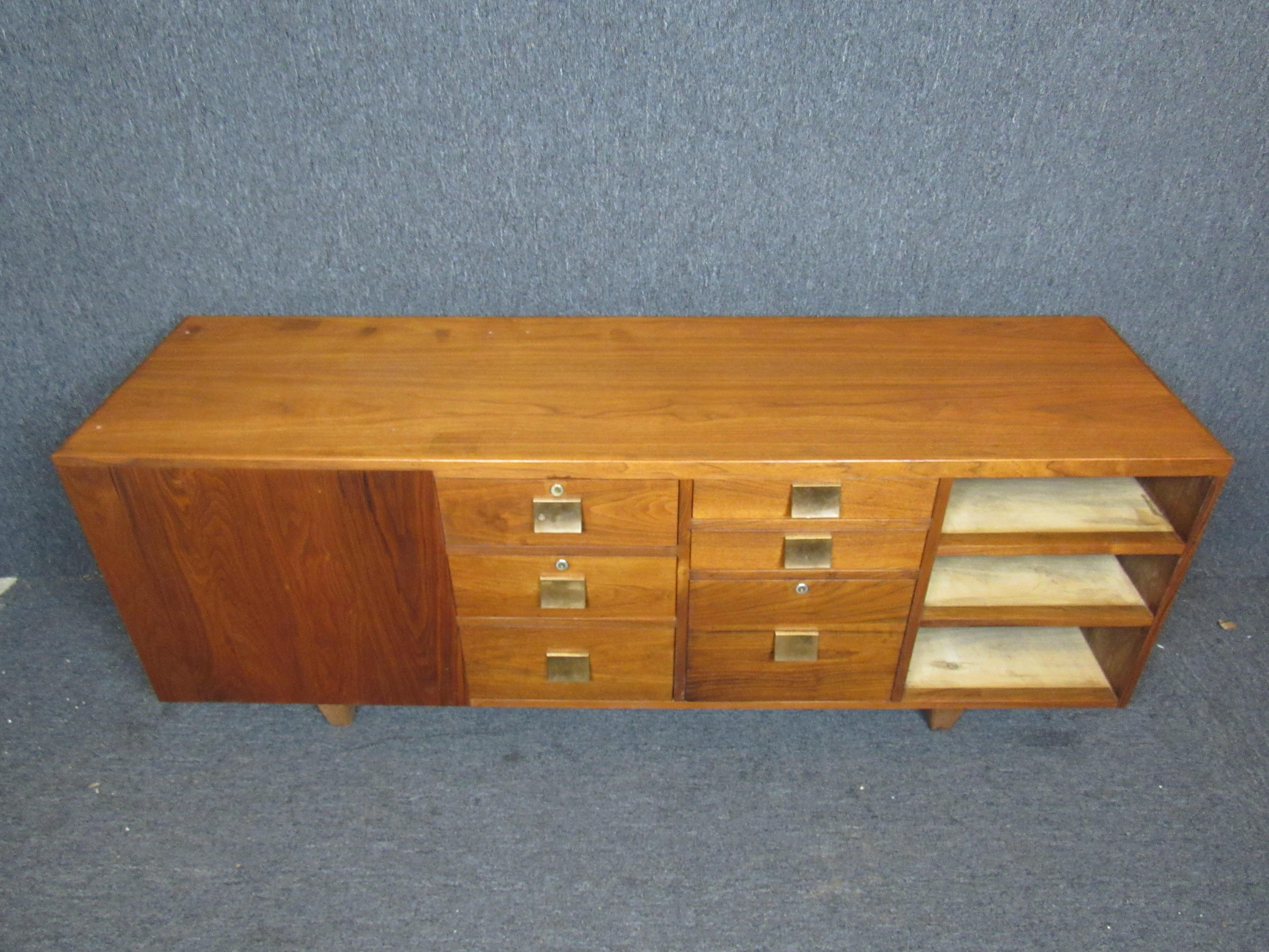 Brass Large Mid-Century Credenza For Sale
