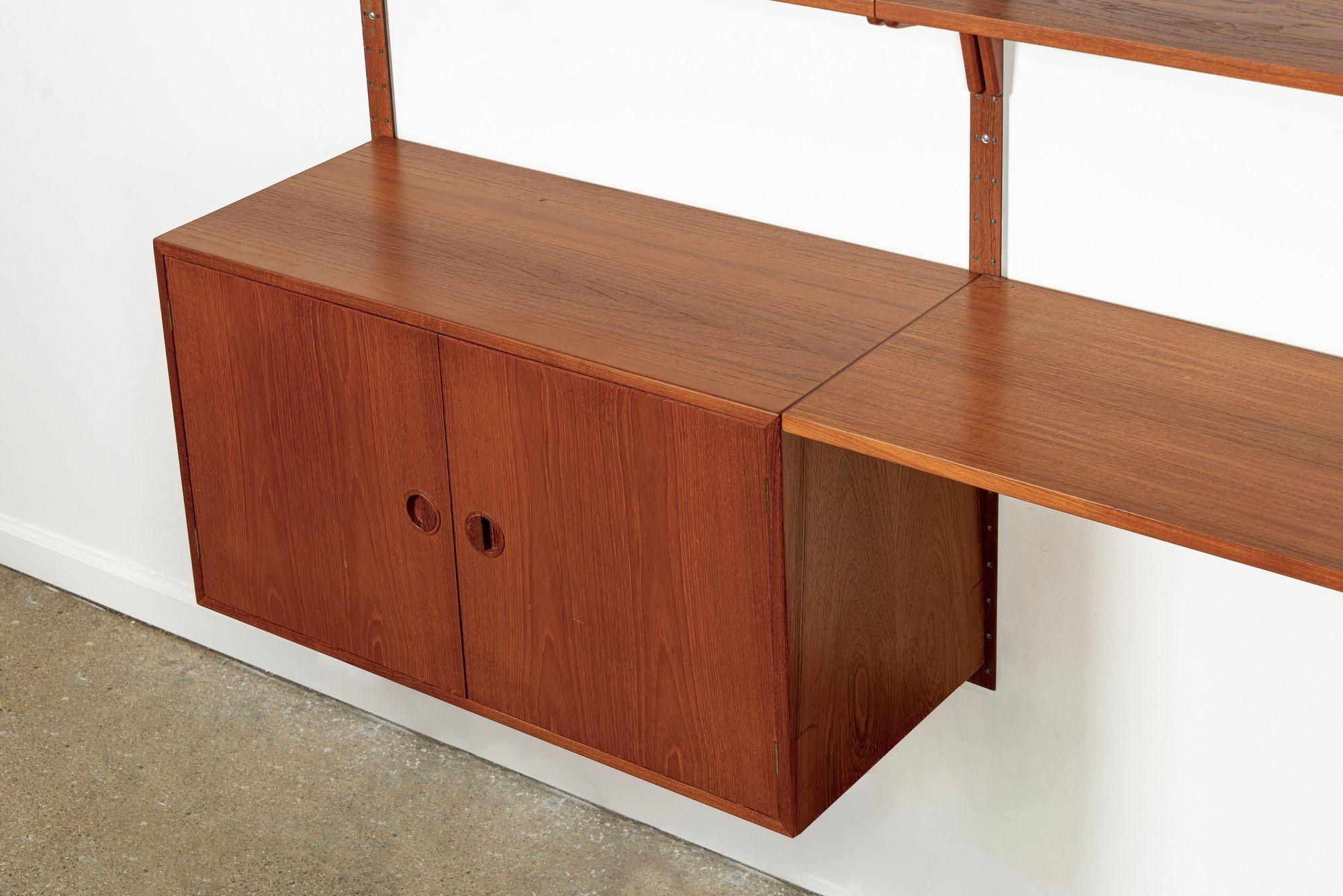 Metal Large Mid Century Danish HG Teak Wood Modular Wall Unit Shelving & Bookcase For Sale