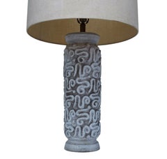 Large Mid-Century Danish or Italian Modern Gray Ceramic Pottery Table Lamp