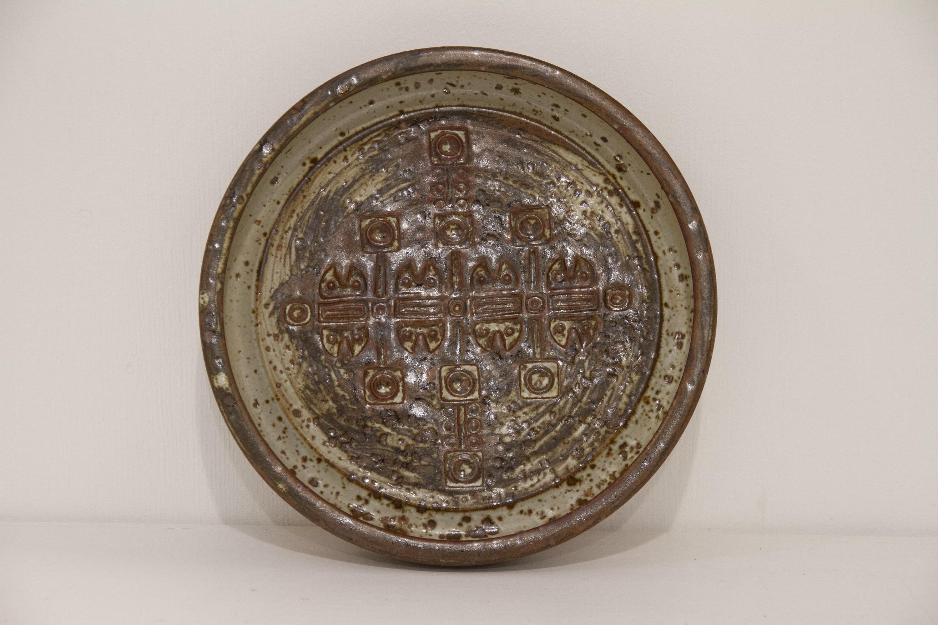 Large Mid-Century Danish Stoneware Dish by Jørgen Mogensen, 1970s. For Sale 7