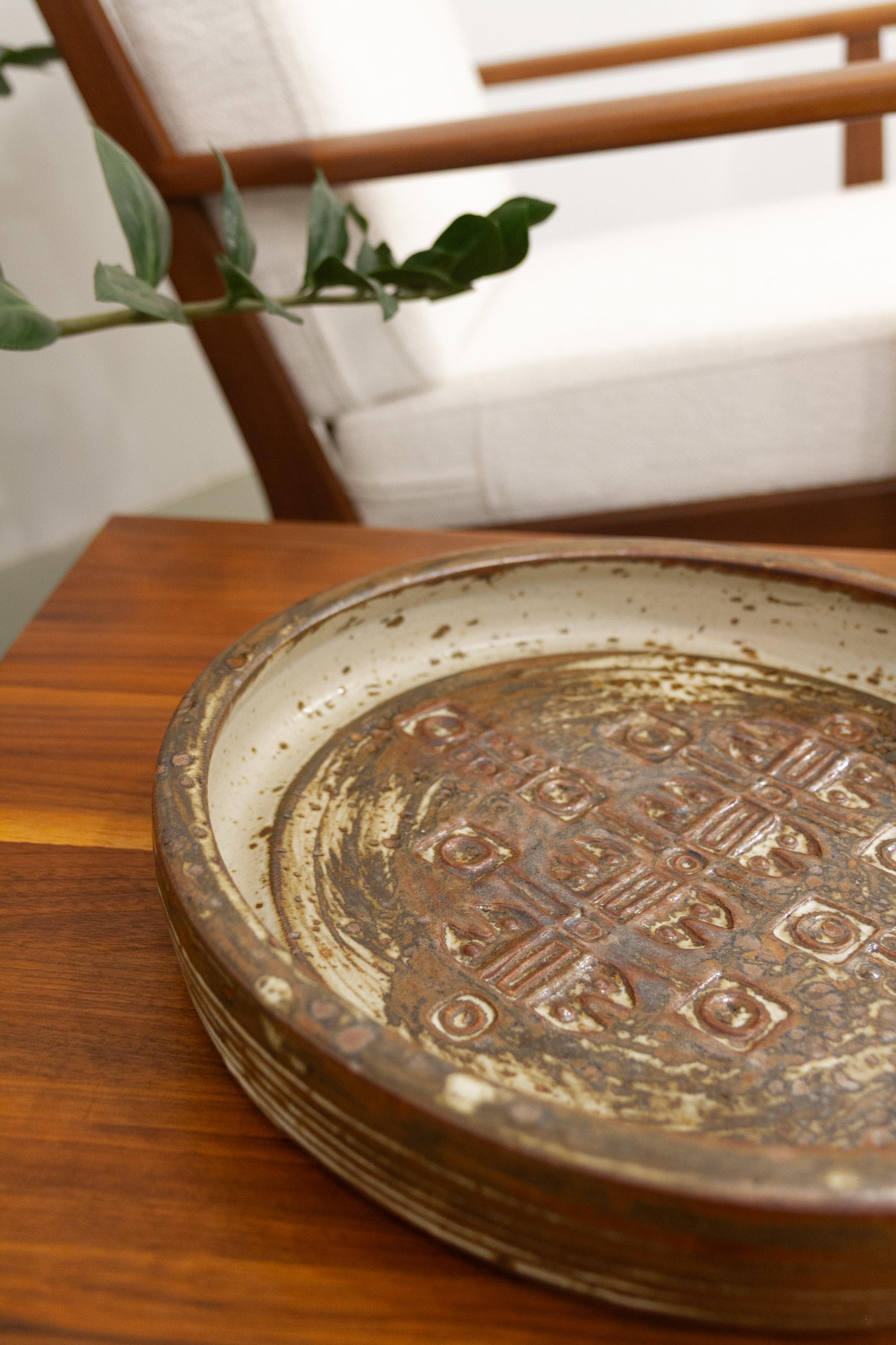 Large Mid-Century Danish Stoneware Dish by Jørgen Mogensen, 1970s. For Sale 1