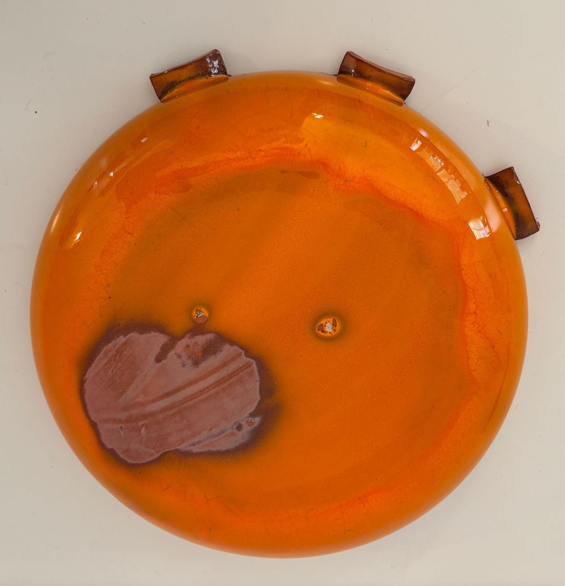 Grande poterie danoise de Studio A du milieu du siècle à glaçure orange vif Brutalist 1960s en vente 2