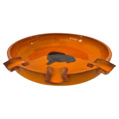 Large Mid-Century Danish Studio Pottery in Bright Orange Glaze Brutalist 1960s