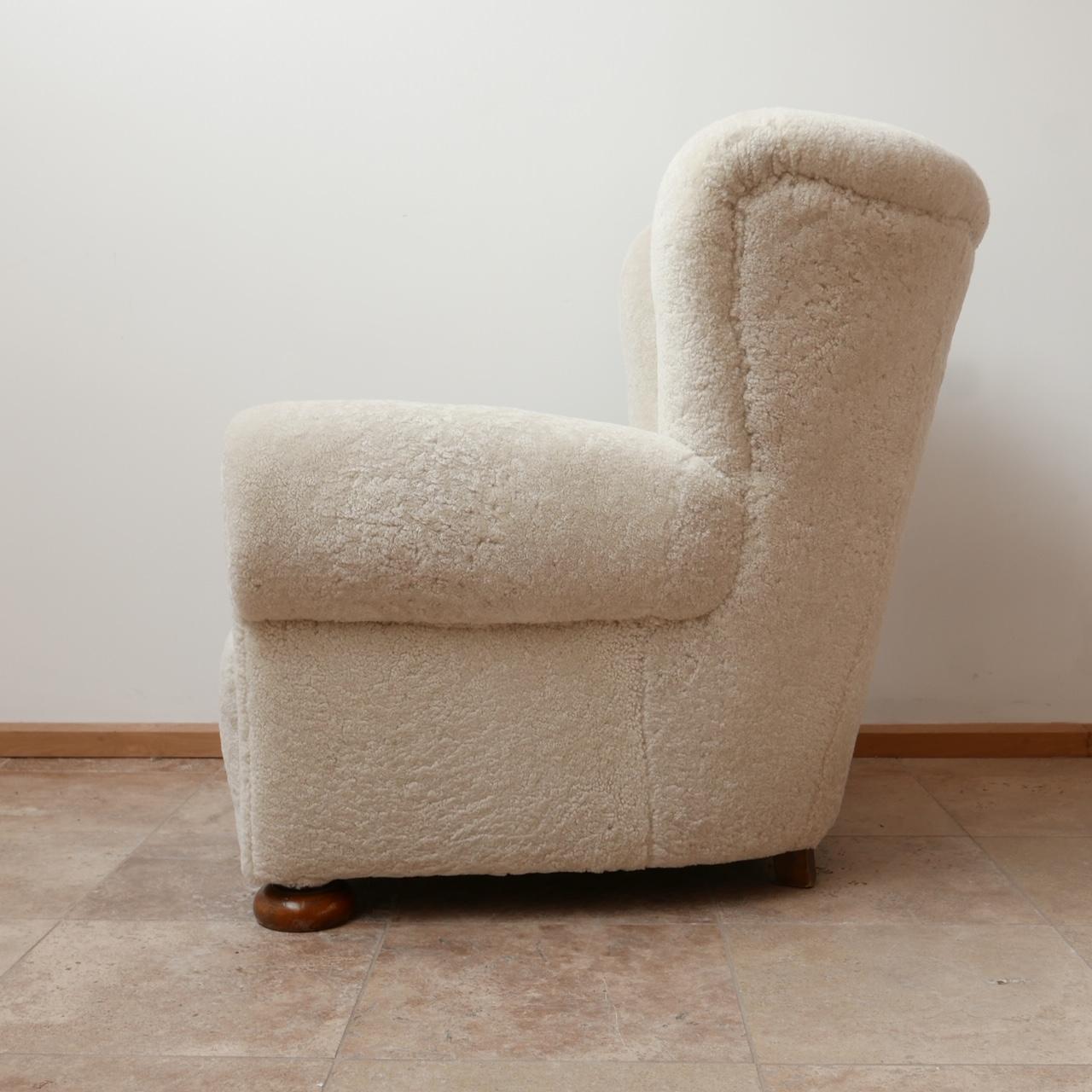 Large Mid-Century Danish Teddy Bear Easy Armchair in Sheepskin 5