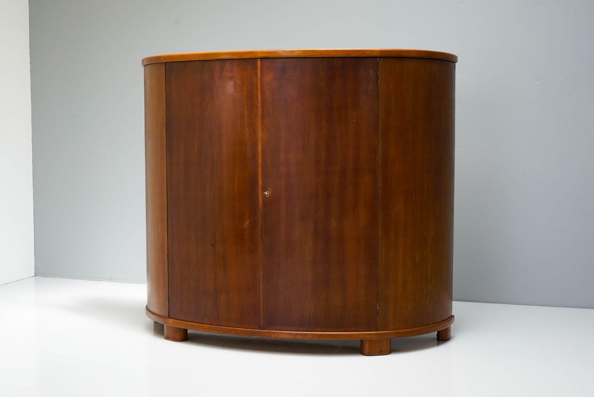 Danish Large Mid-Century Demi Lune Drinks Cabinet by Mobelfabrik Vejen For Sale