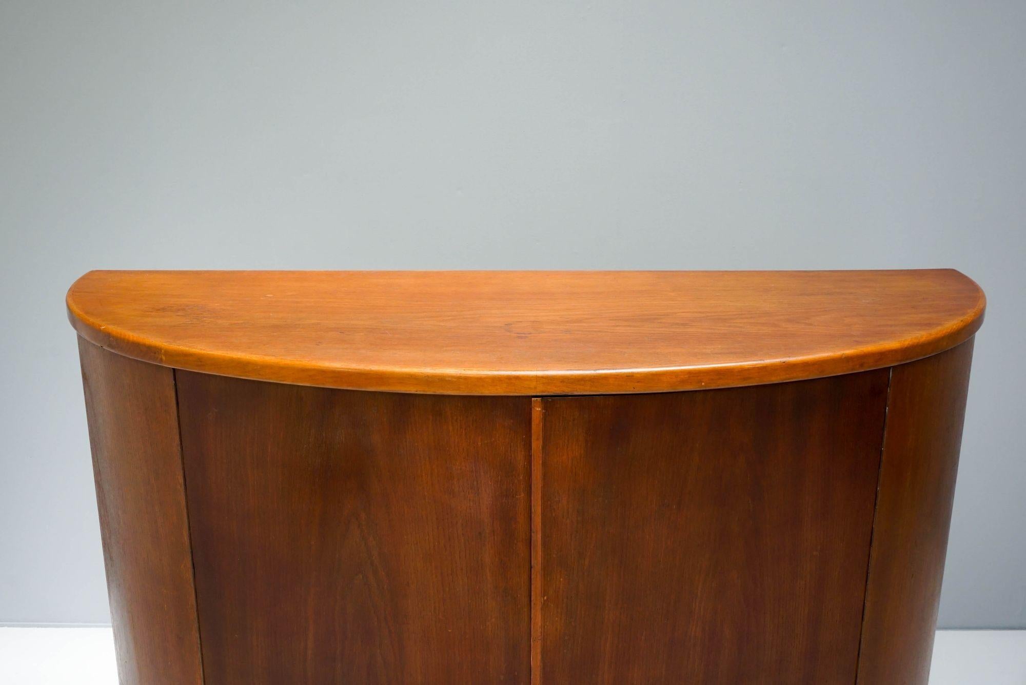 Birch Large Mid-Century Demi Lune Drinks Cabinet by Mobelfabrik Vejen For Sale