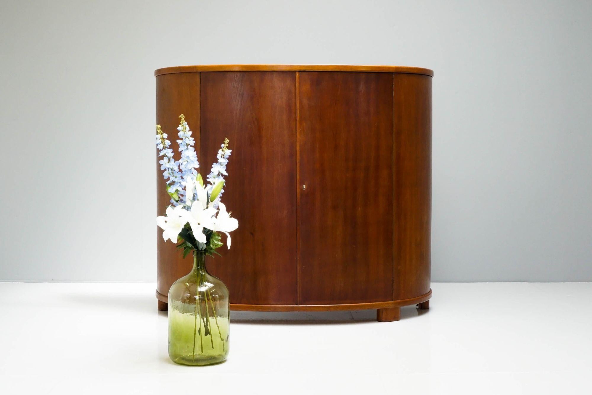 Large Mid-Century Demi Lune Drinks Cabinet by Mobelfabrik Vejen For Sale 2