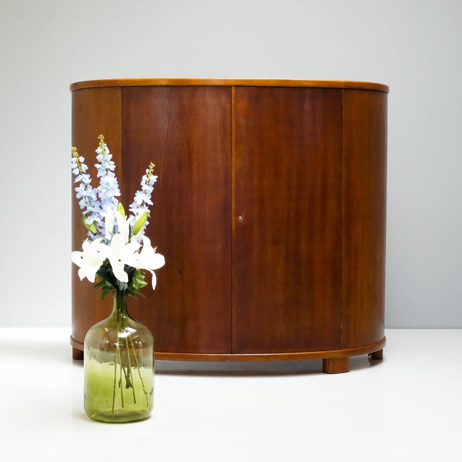 Large Mid-Century Demi Lune Drinks Cabinet by Mobelfabrik Vejen For Sale 3