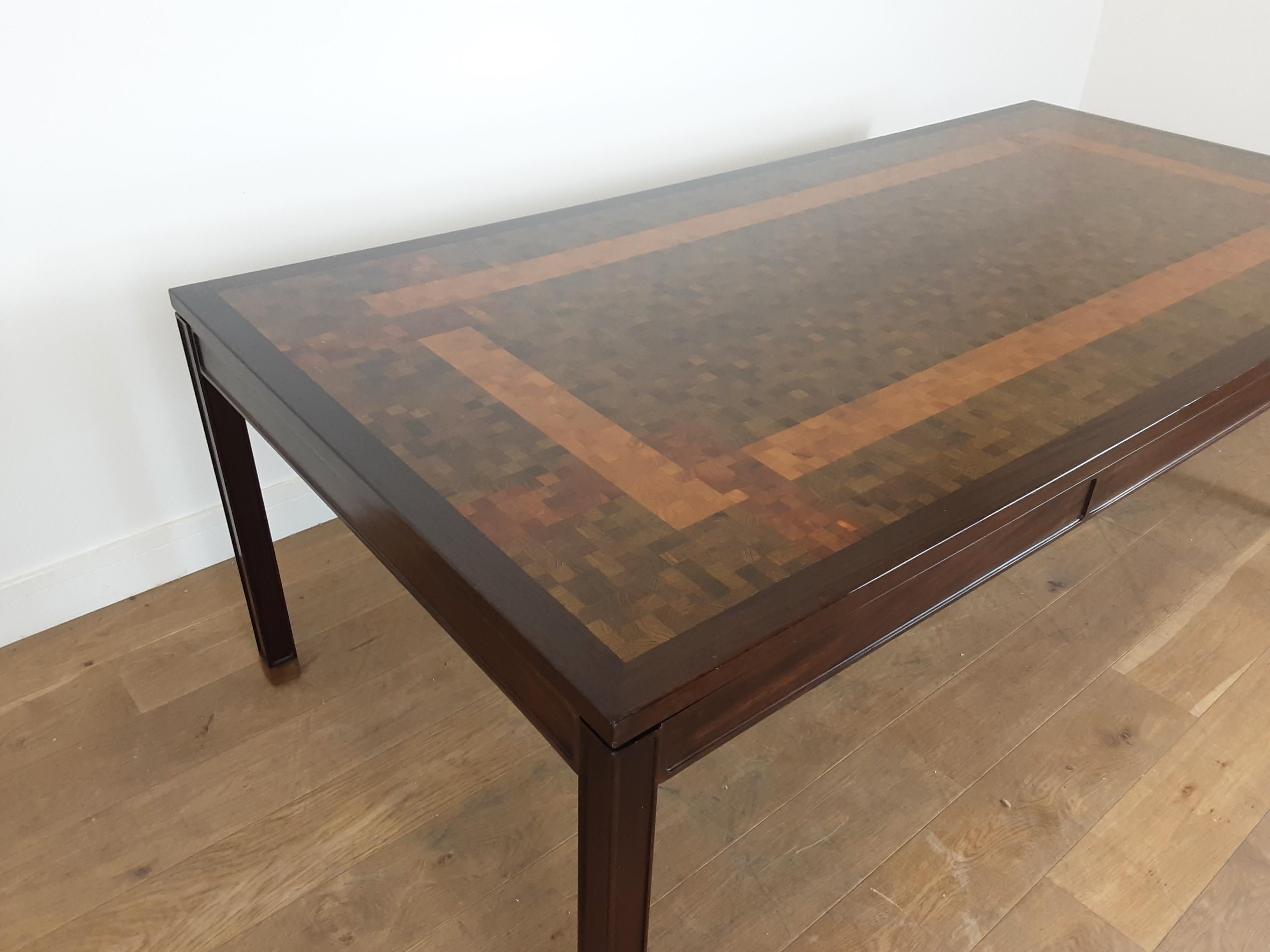 Large Midcentury Dining Table Designed by Gorm Lindum with Mosaic Design For Sale 3