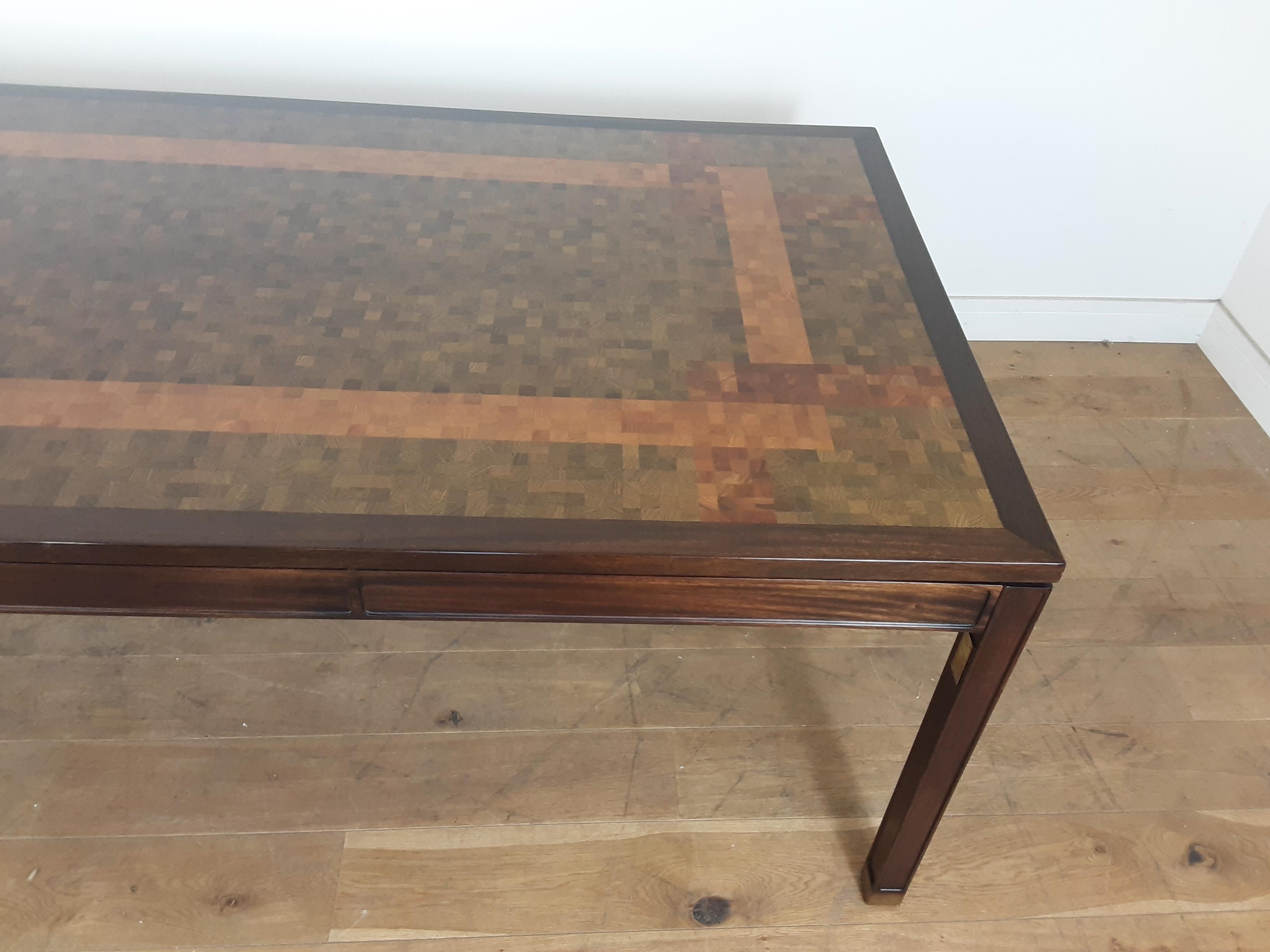 20th Century Large Midcentury Dining Table Designed by Gorm Lindum with Mosaic Design For Sale