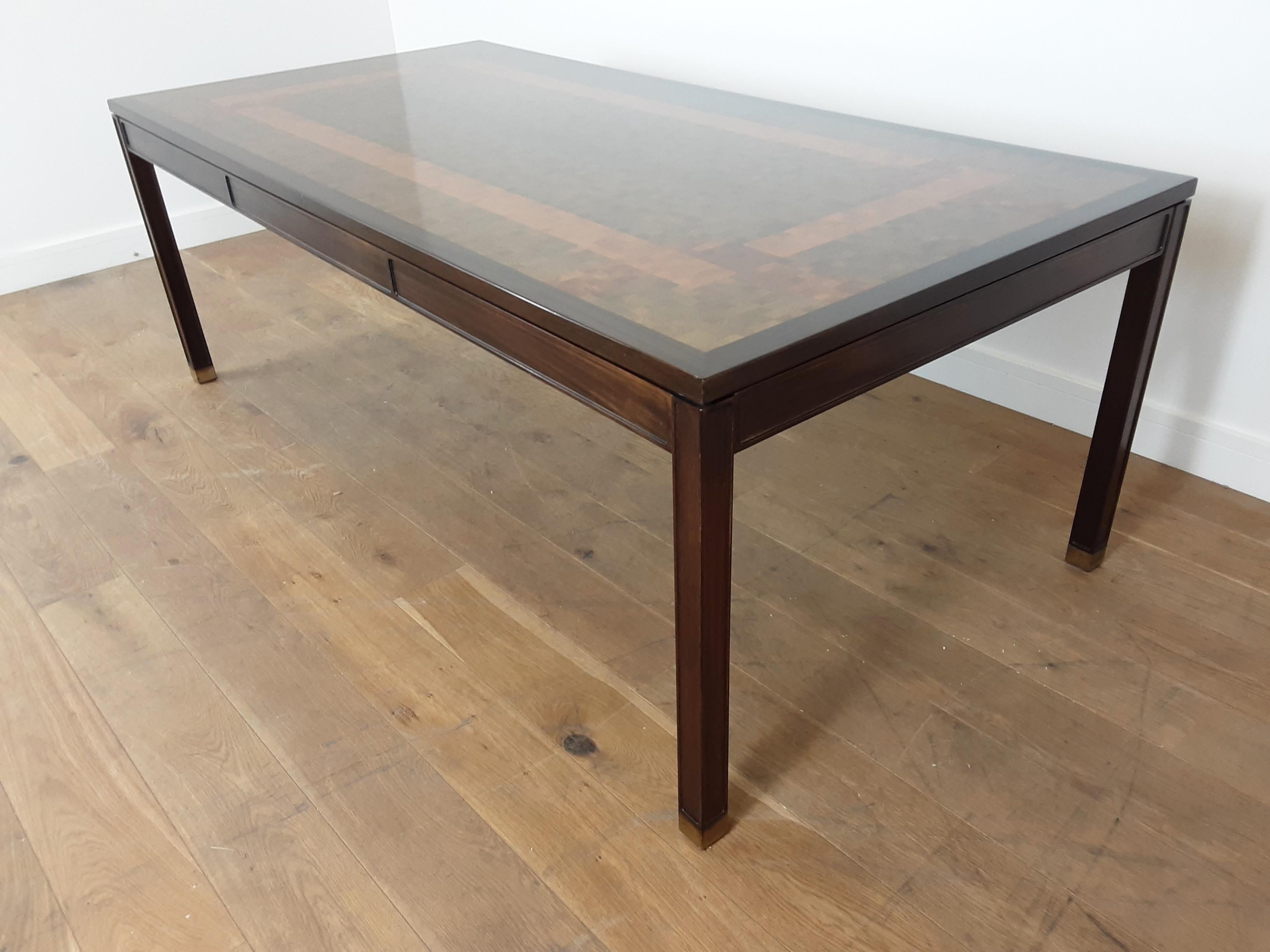 Large Midcentury Dining Table Designed by Gorm Lindum with Mosaic Design For Sale 1