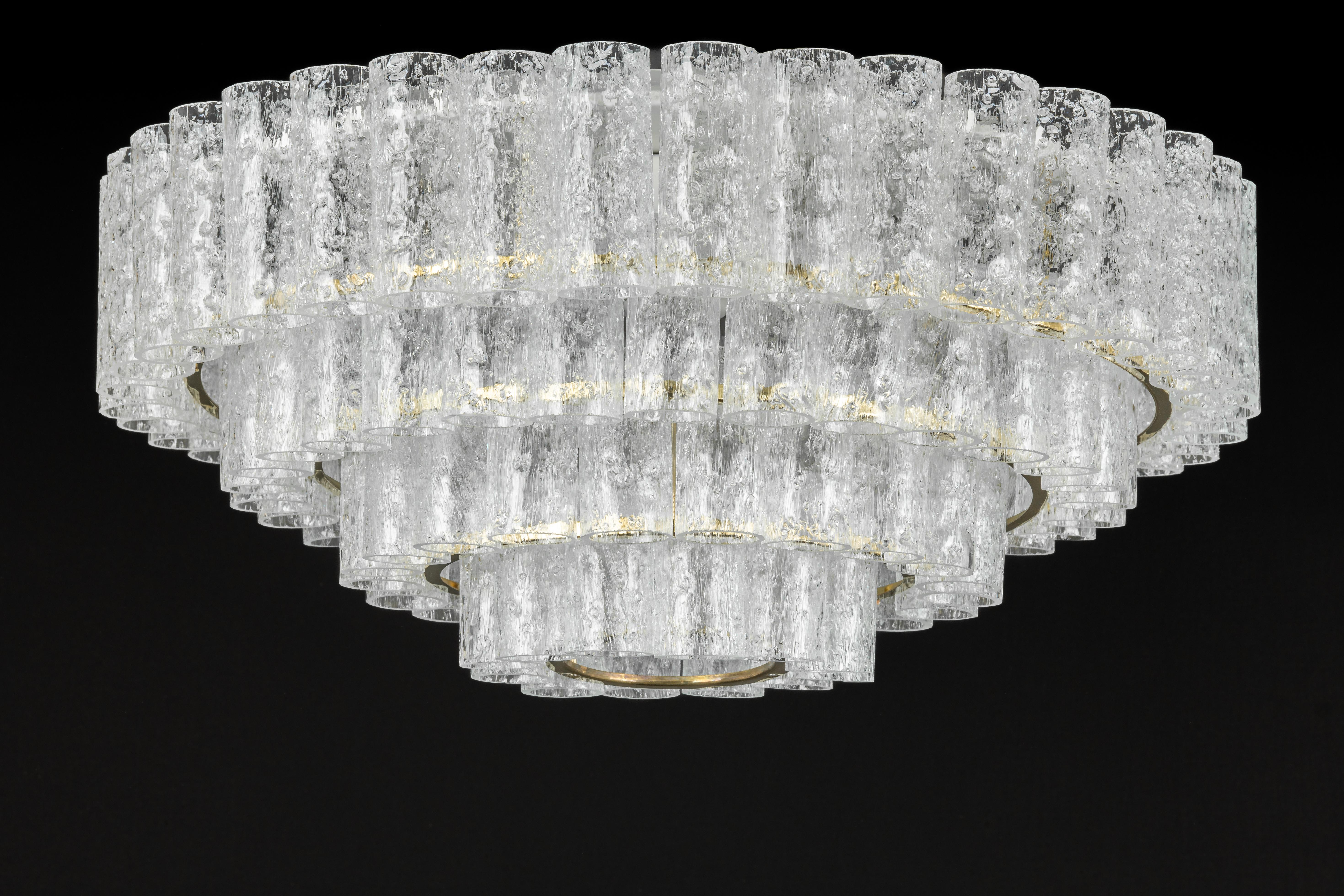 Large Mid-Century Doria Chandelier Ice Glass, 1960s, Germany For Sale 4