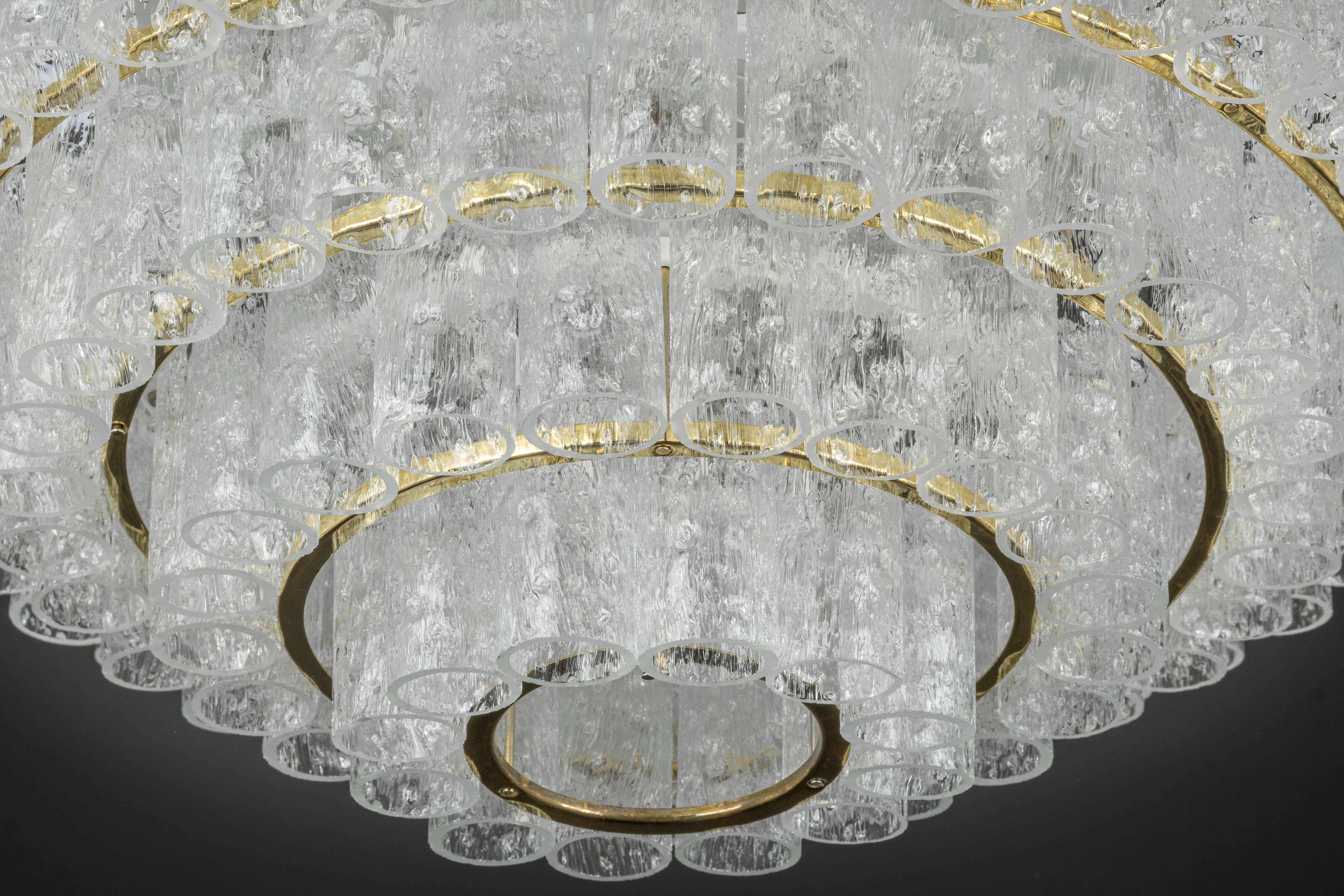 Large Mid-Century Doria Chandelier Ice Glass, 1960s, Germany For Sale 5