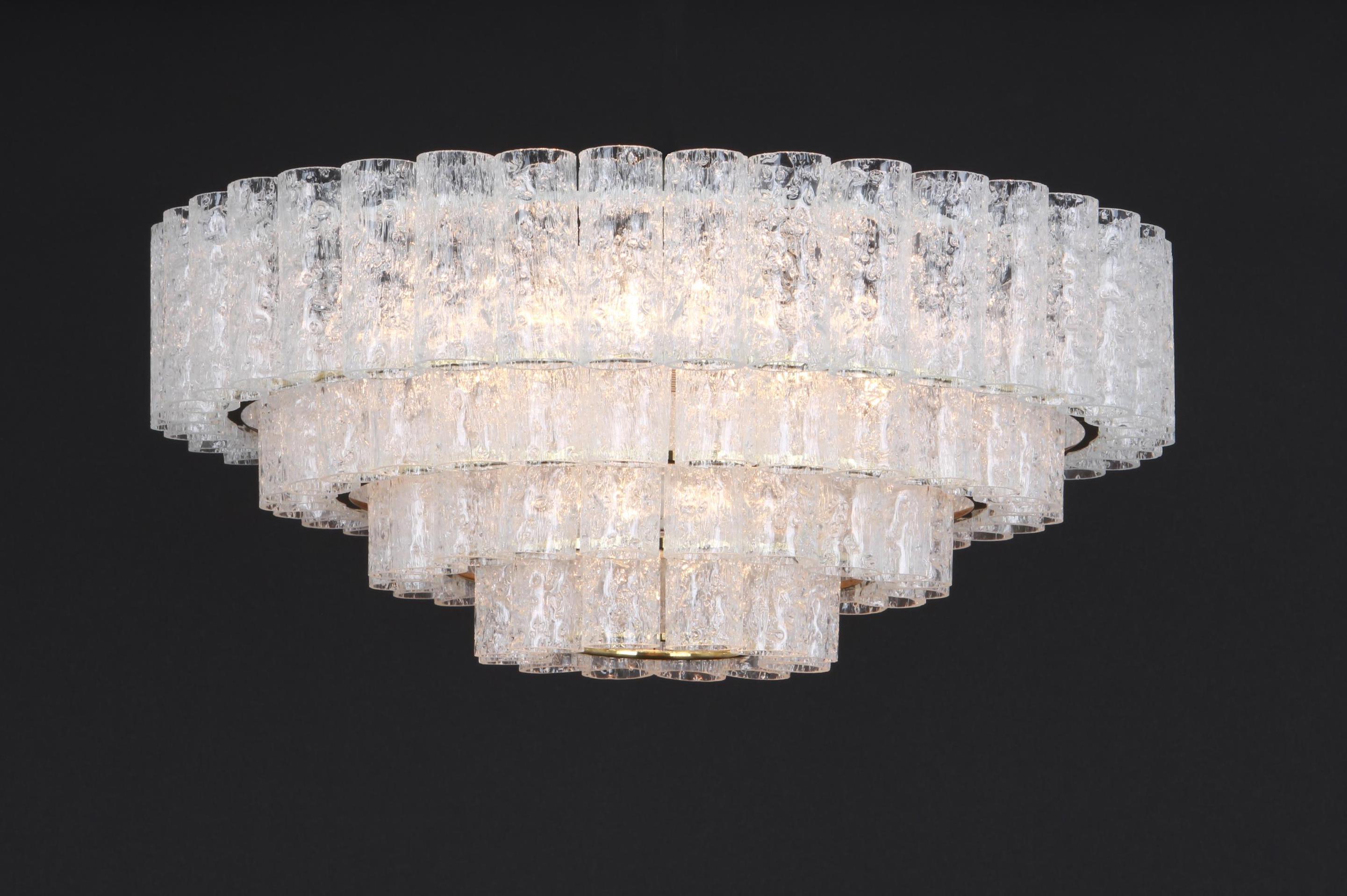 Large Mid-Century Doria Chandelier Ice Glass, 1960s, Germany For Sale 6