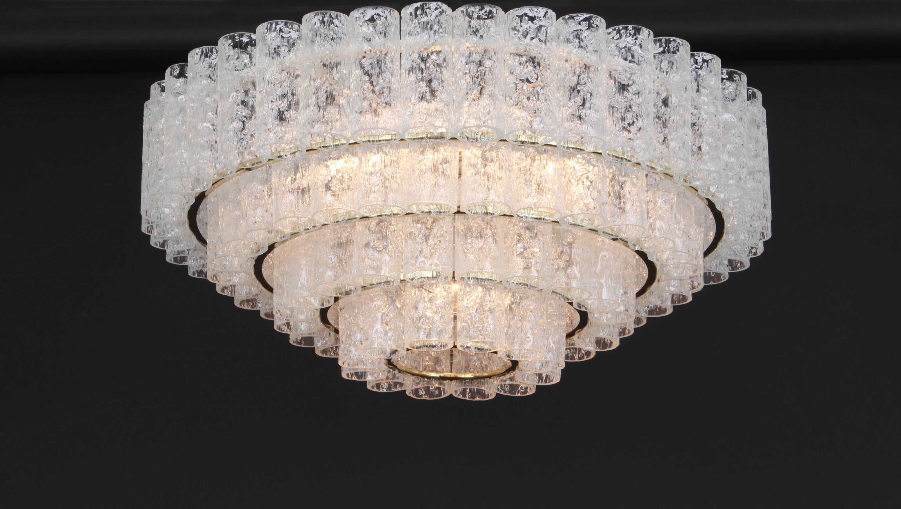 Large Mid-Century Doria Chandelier Ice Glass, 1960s, Germany For Sale 8