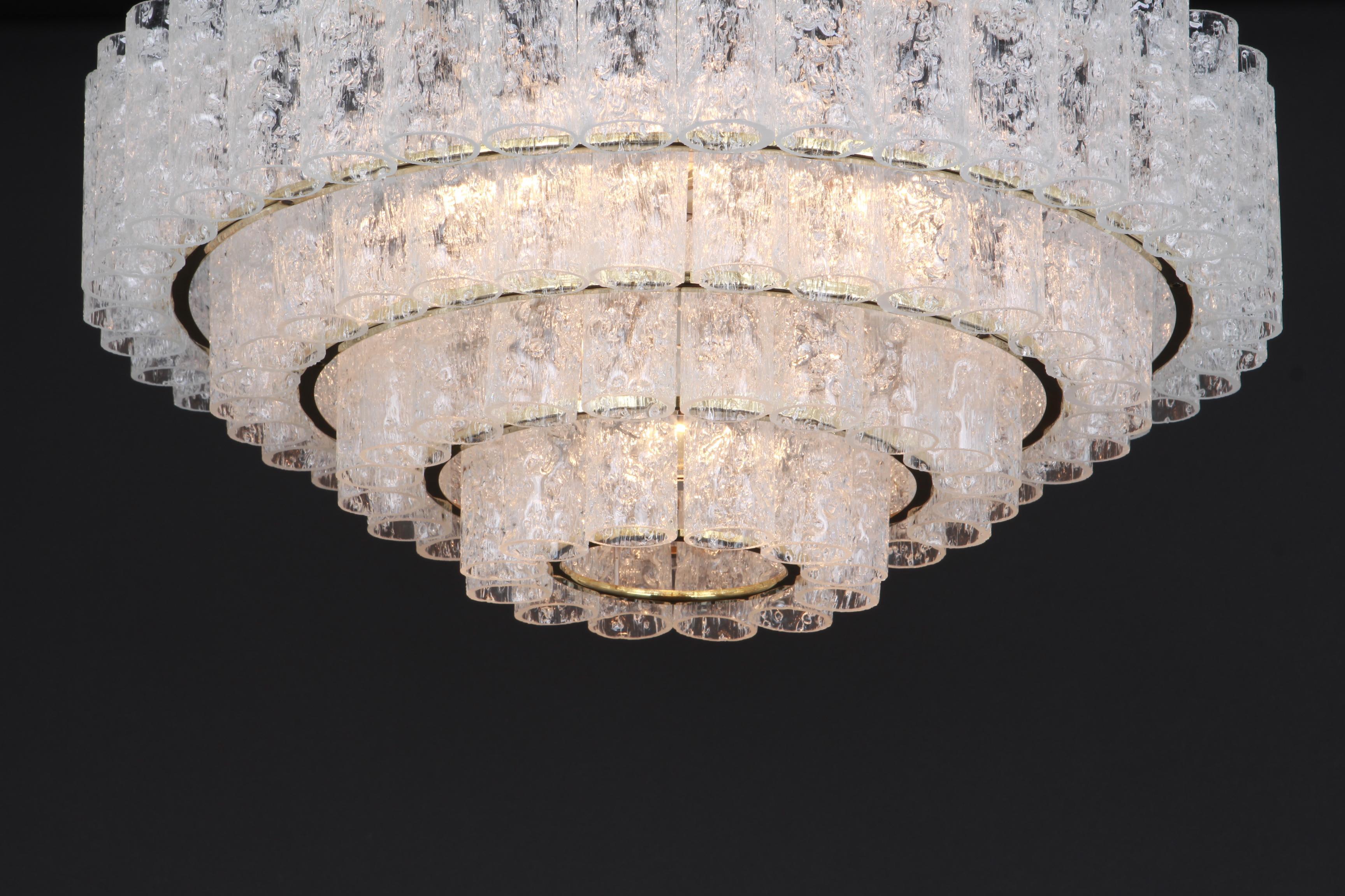 Large Mid-Century Doria Chandelier Ice Glass, 1960s, Germany For Sale 9