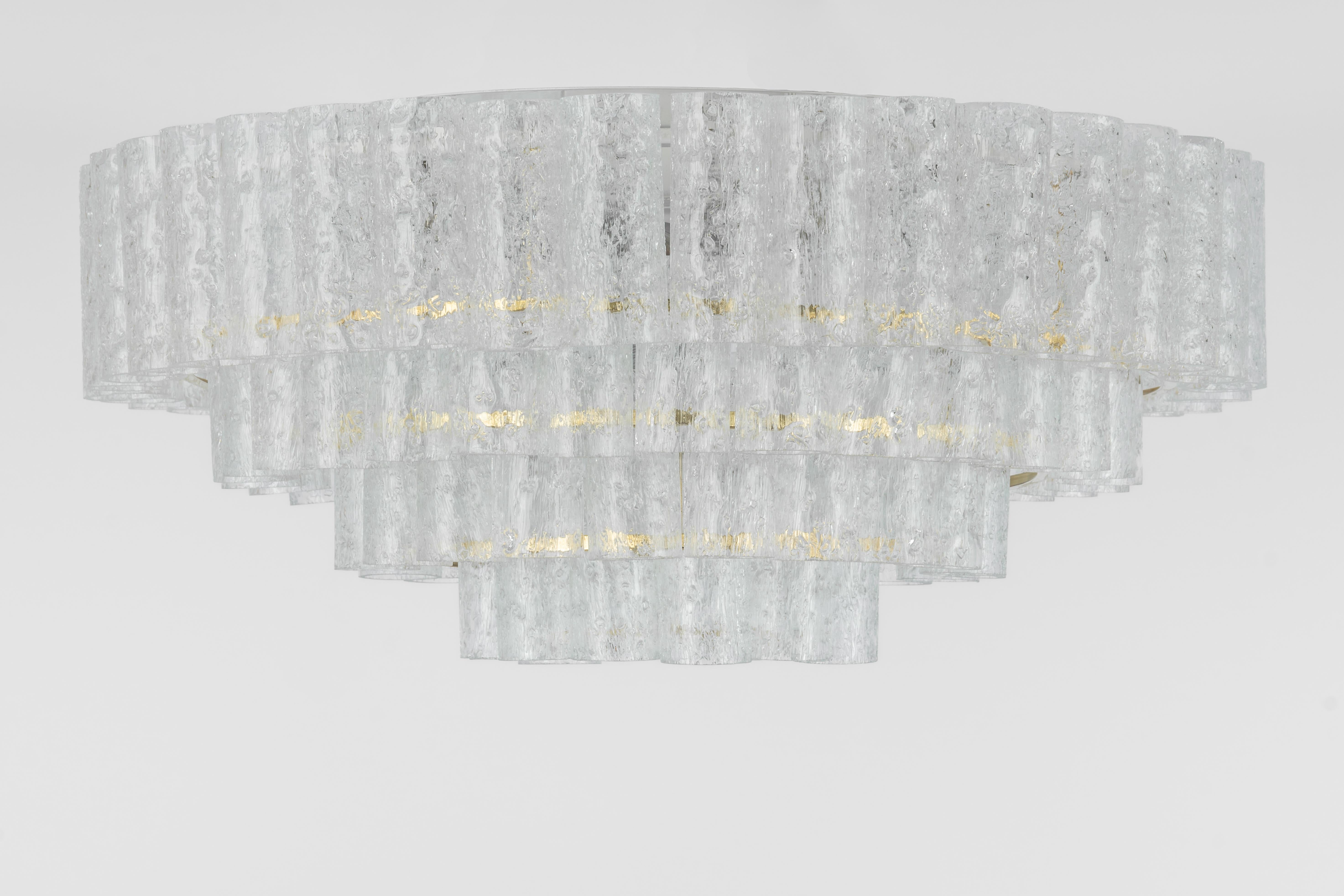 Mid-Century Modern Large Mid-Century Doria Chandelier Ice Glass, 1960s, Germany For Sale