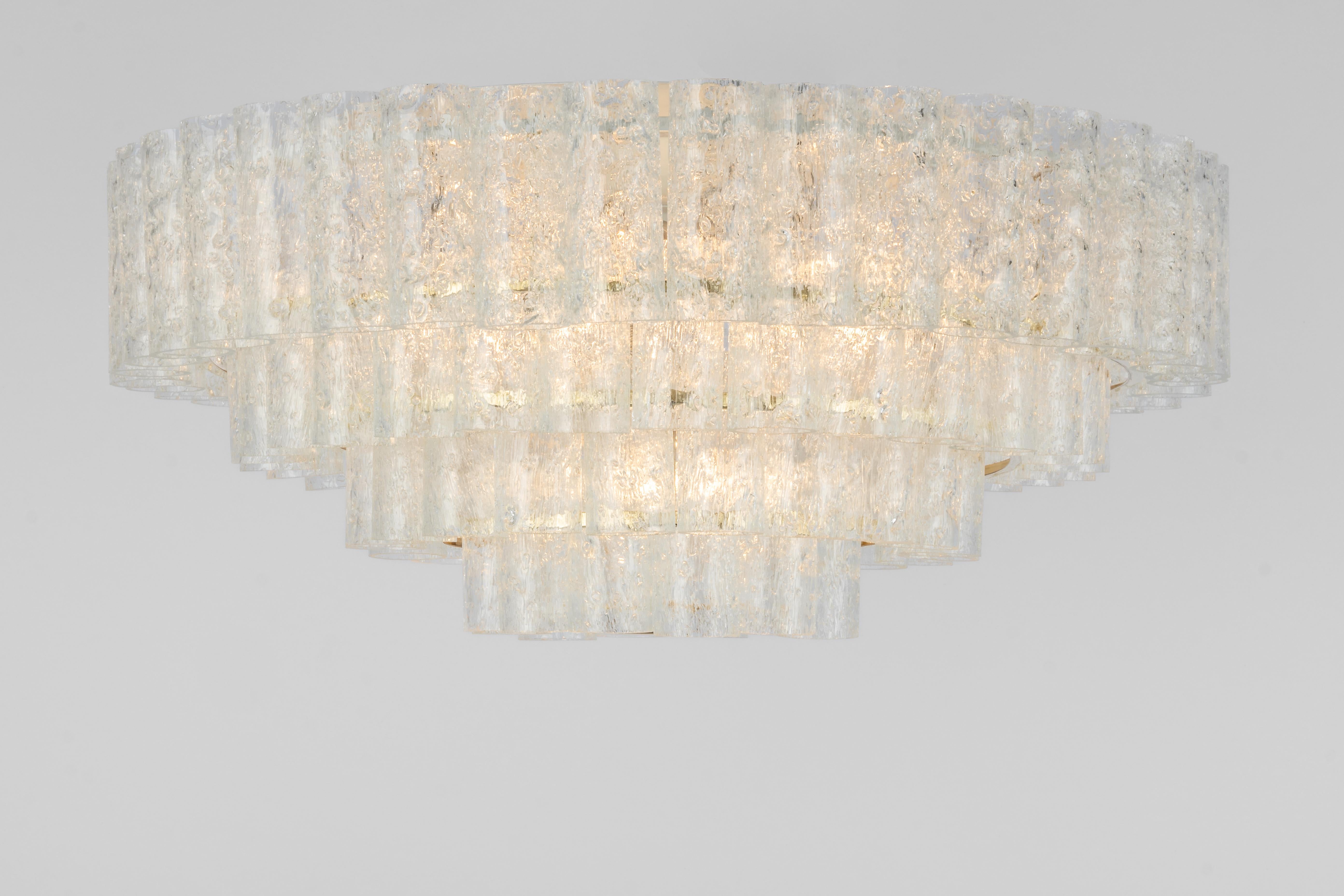 Large Mid-Century Doria Chandelier Ice Glass, 1960s, Germany For Sale 1