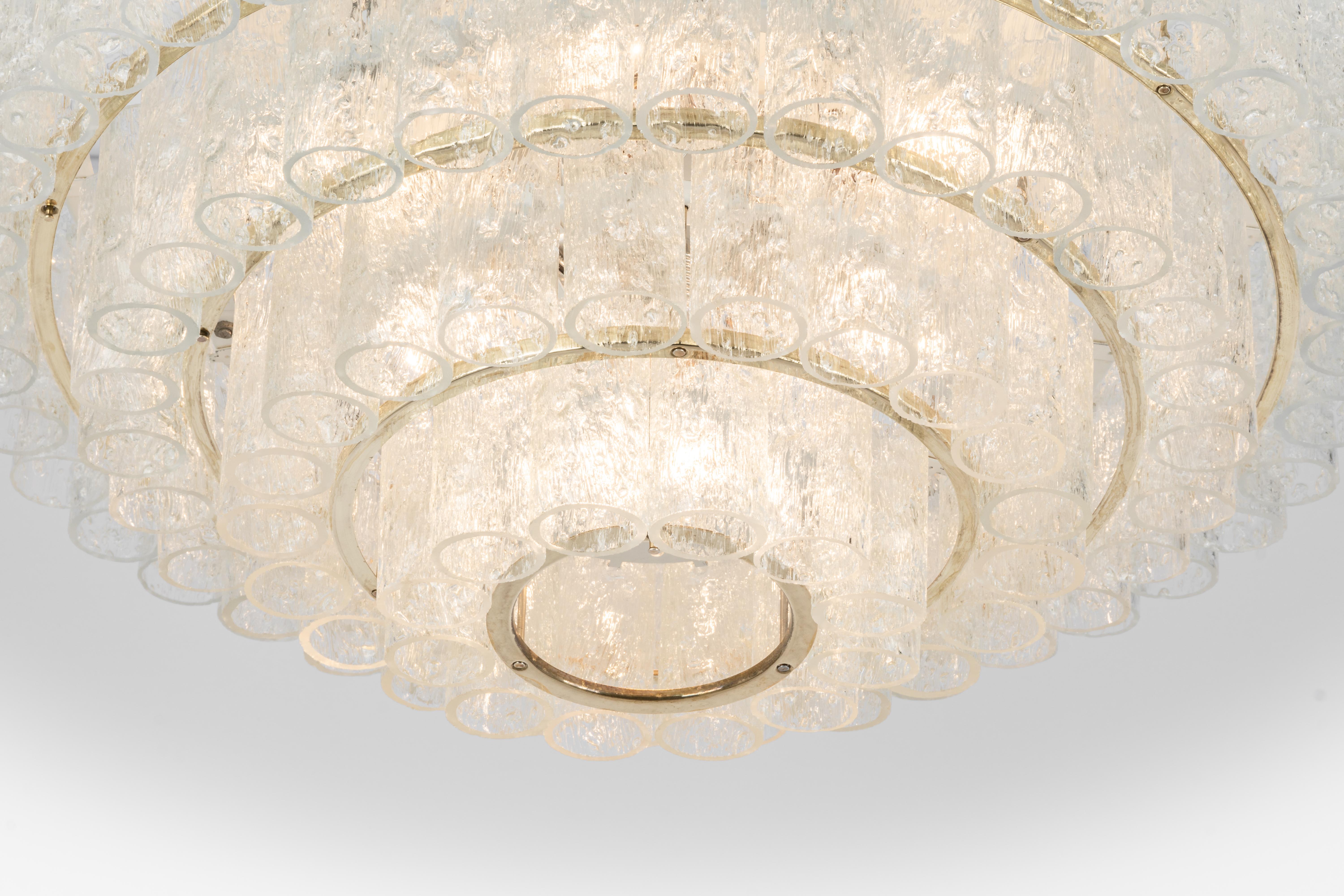 Large Mid-Century Doria Chandelier Ice Glass, 1960s, Germany For Sale 2
