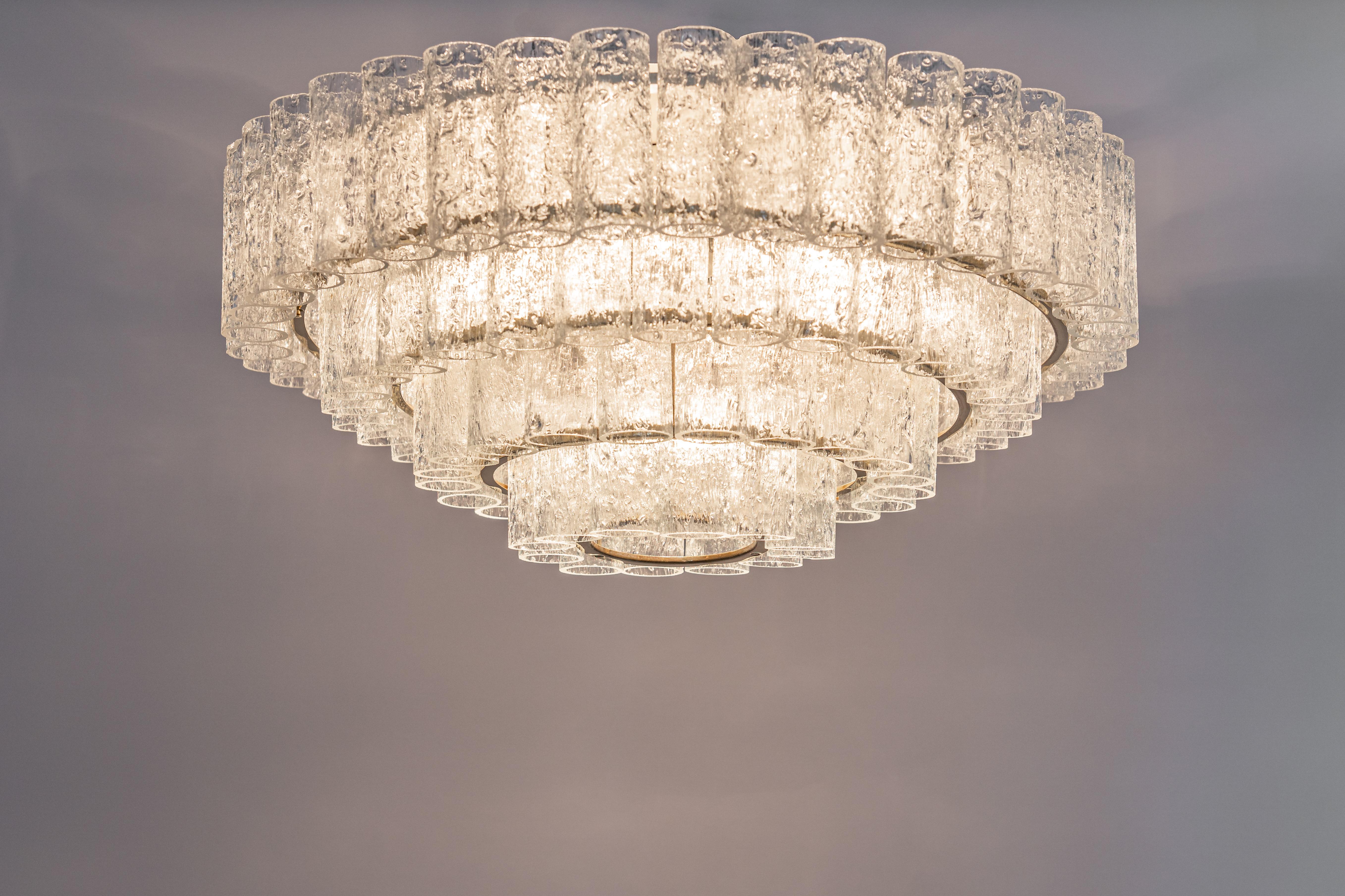 Large Mid-Century Doria Chandelier Ice Glass, 1960s, Germany For Sale 3