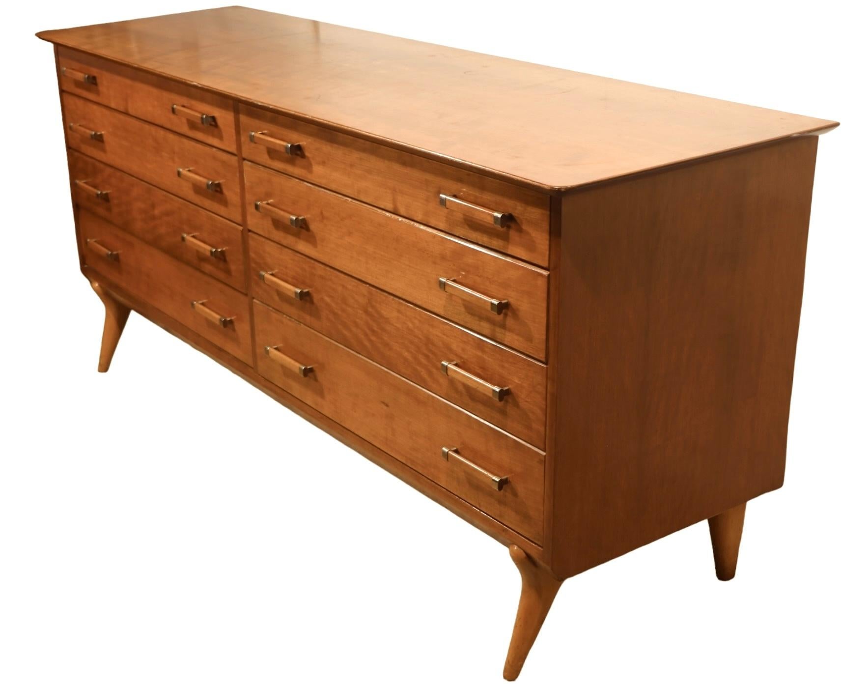 Cómoda doble grande Mid Century de Renzo Rutili para Johnson Furniture Company Moderno de mediados de siglo en venta