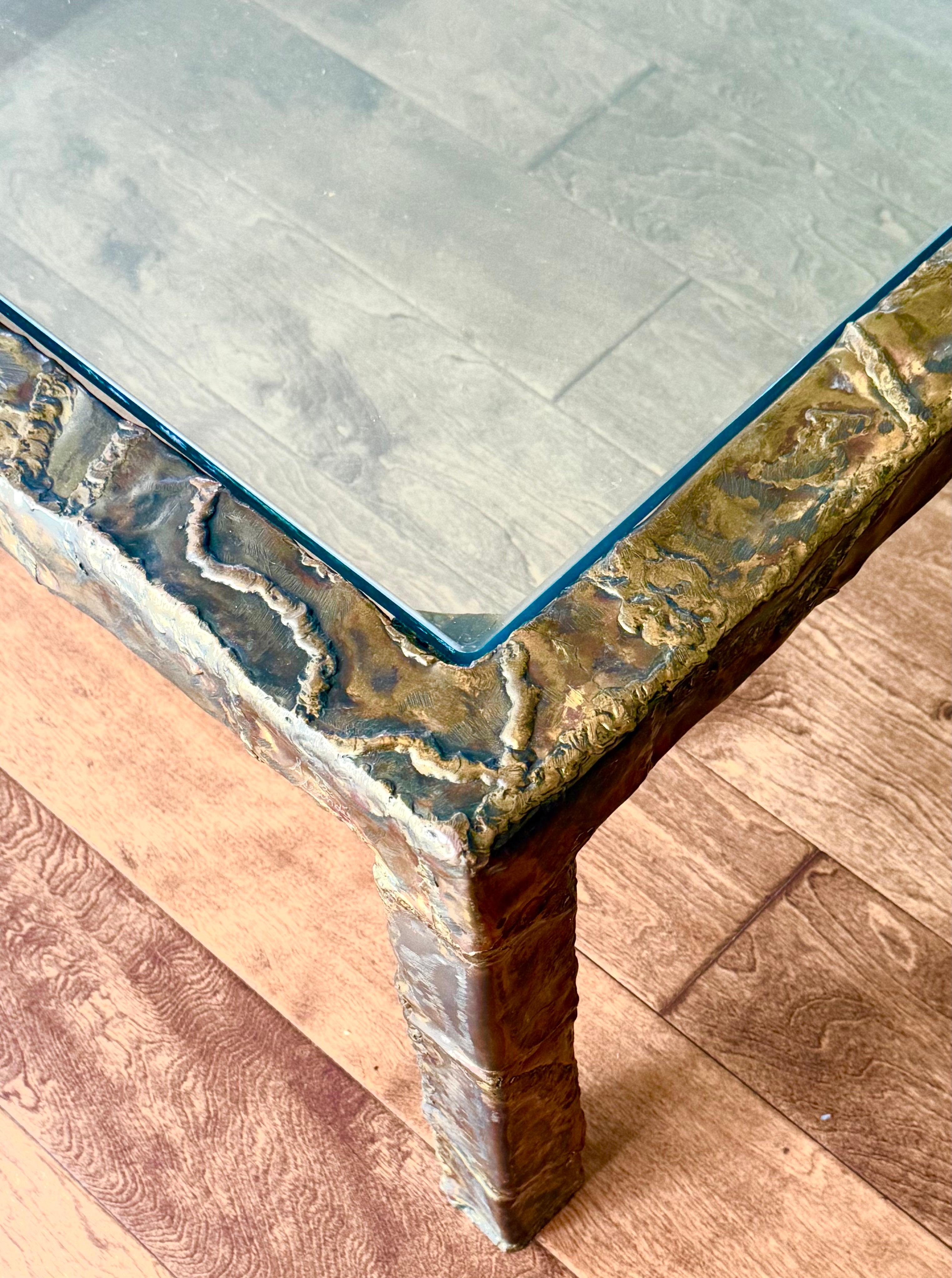 Grande table basse en bronze du milieu du siècle dernier, signée Silas Seandel, 1970 en vente 1