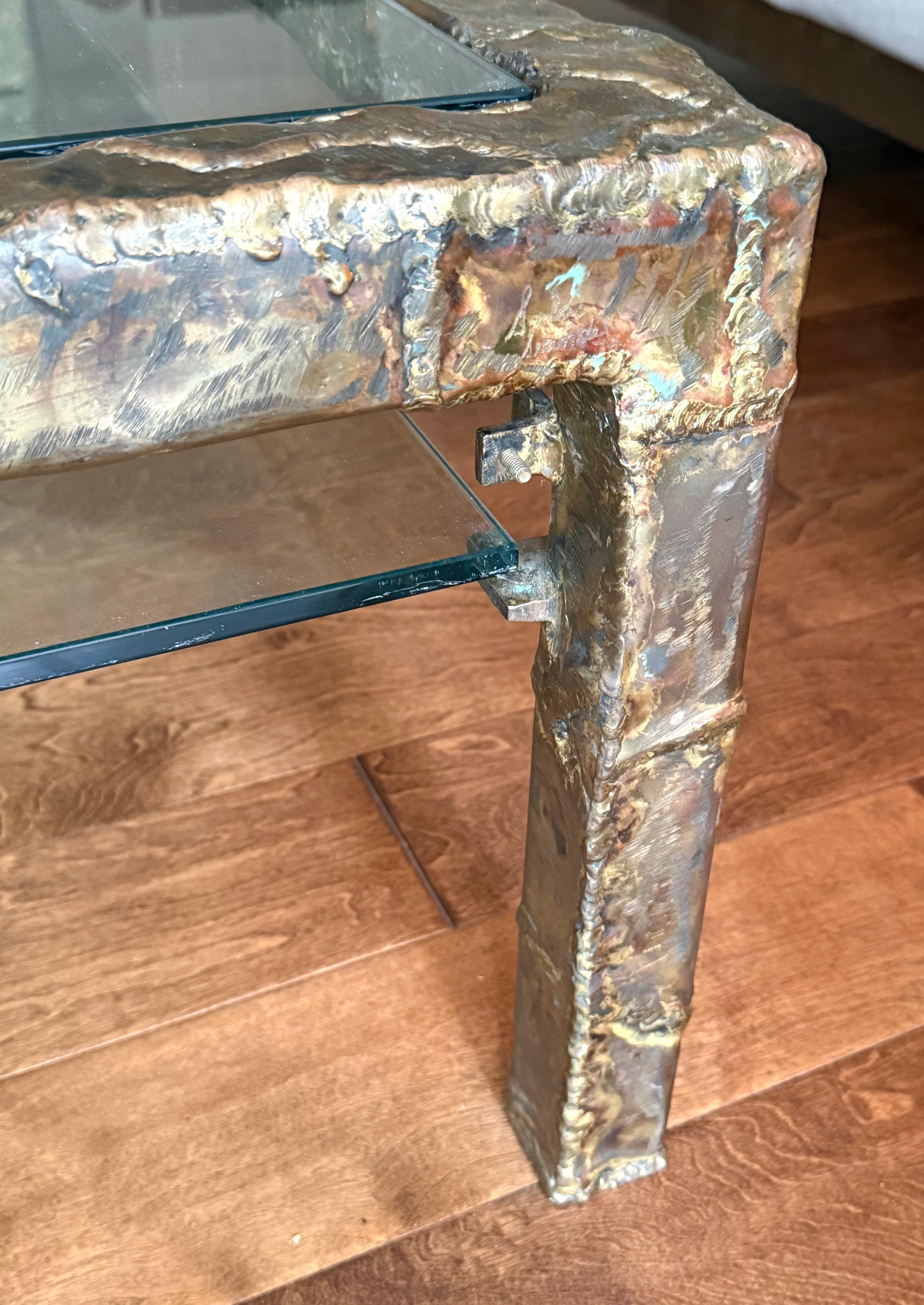 Grande table basse en bronze du milieu du siècle dernier, signée Silas Seandel, 1970 Bon état - En vente à New York, NY