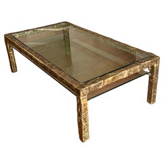 Large Mid-Century Double Tier Bronze Coffee Table by Silas Seandel, 1970, Signed