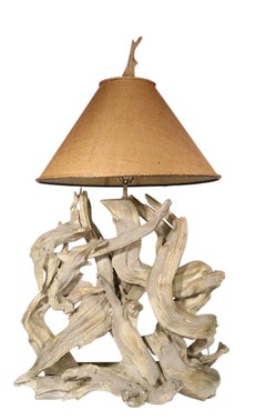 Large Mid Century Driftwood Table Lamp