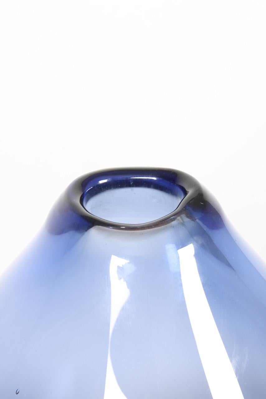 Mid-20th Century Large Midcentury Drop Vase in Blue Glass by Per Lütken, 1950s