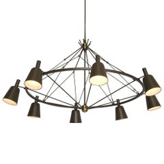 Large Mid-century Dutch Chandelier in Metal and Brass 270cm/106in