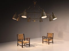 Large Mid-century Dutch Chandelier in Metal and Brass 270cm/106in