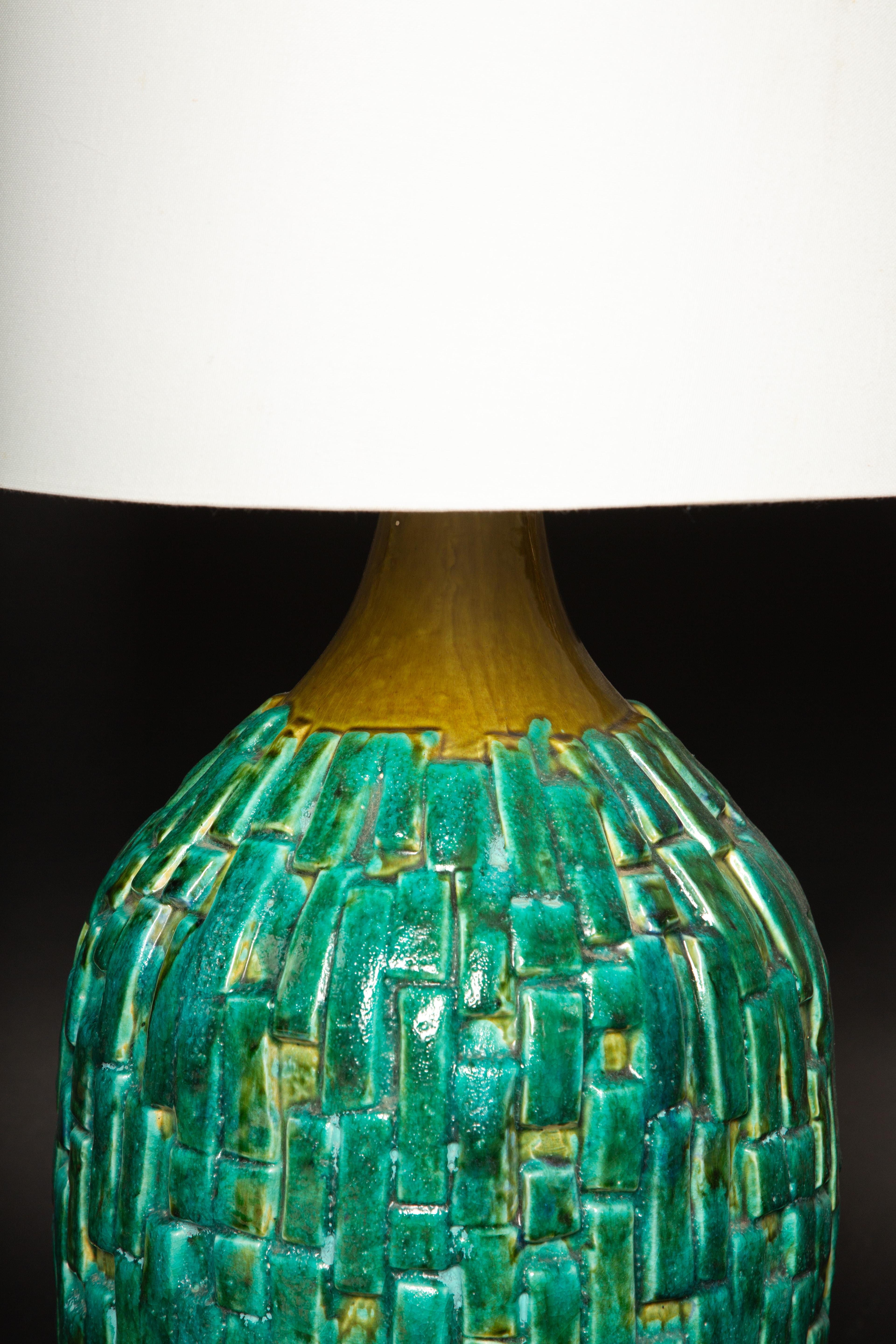 Mid-Century Modern Large Mid-Century Turquoise Ceramic Lamp