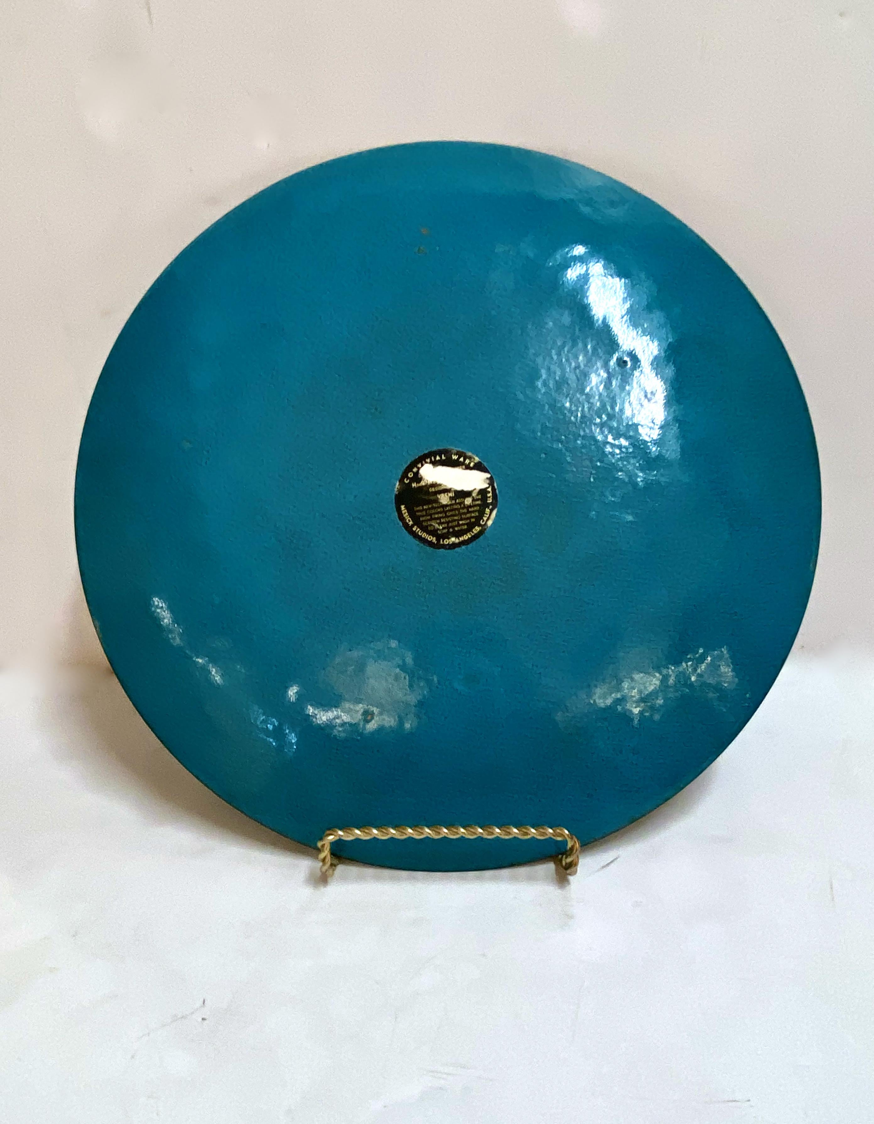 American Large Mid-Century Enamel-on-Copper Charger For Sale