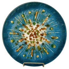 Large Mid-Century Enamel-on-Copper Charger