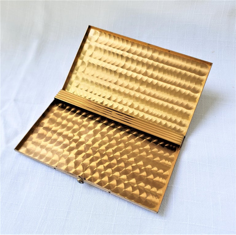 brass cigarette case Large Mid-Century Era Metal Cigarette Case with World Globe and Compass  Decoration For Sale at 1stDibs
