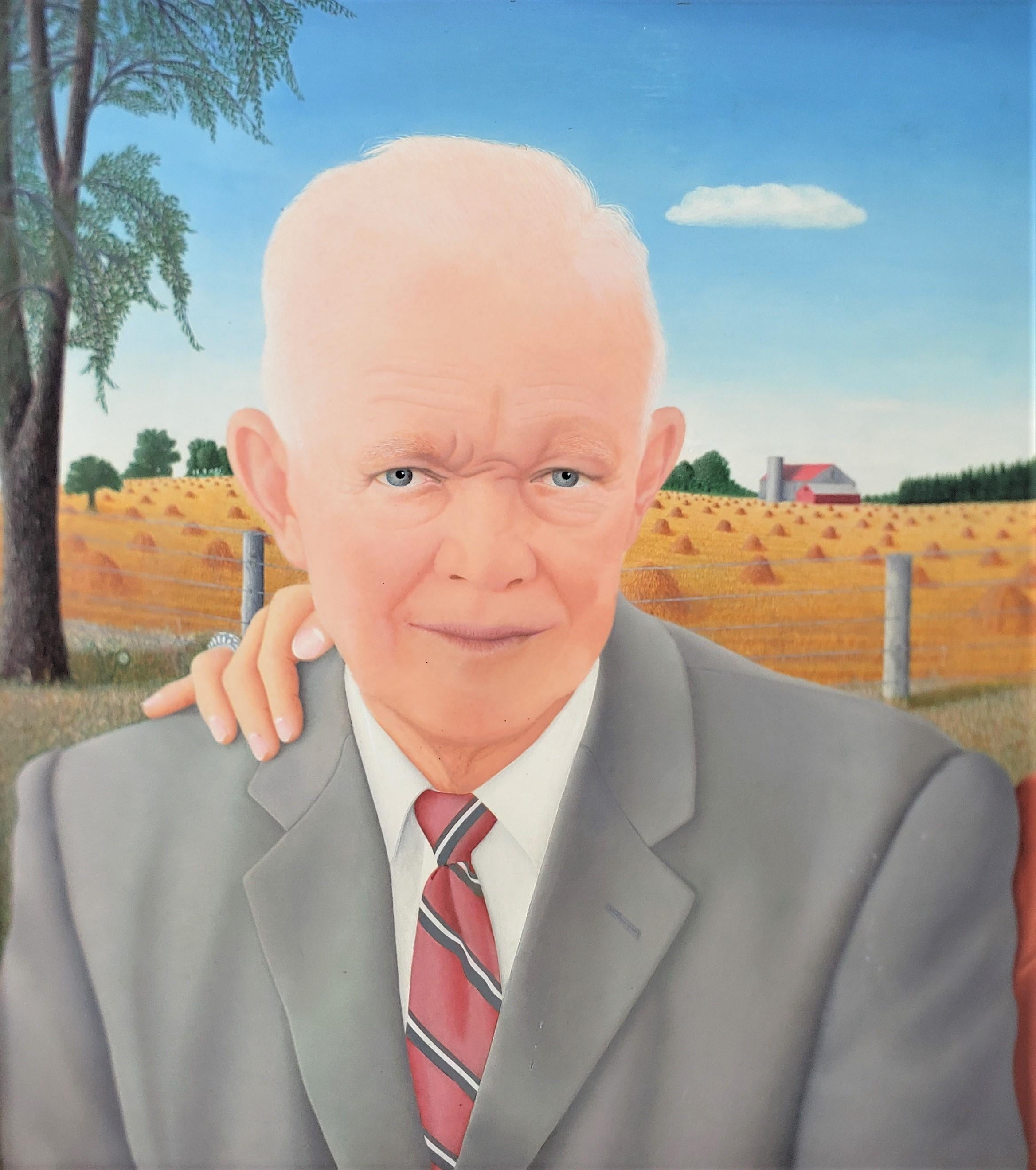Américain Grande peinture à l'aquarelle du milieu du siècle dernier du président Dwight et de Mme Eisenhower en vente